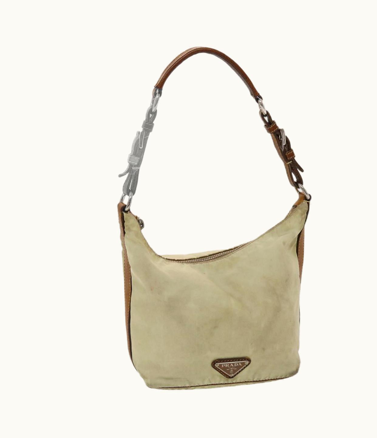 Prada Prada Shoulder Bag Nylon Leather Cream