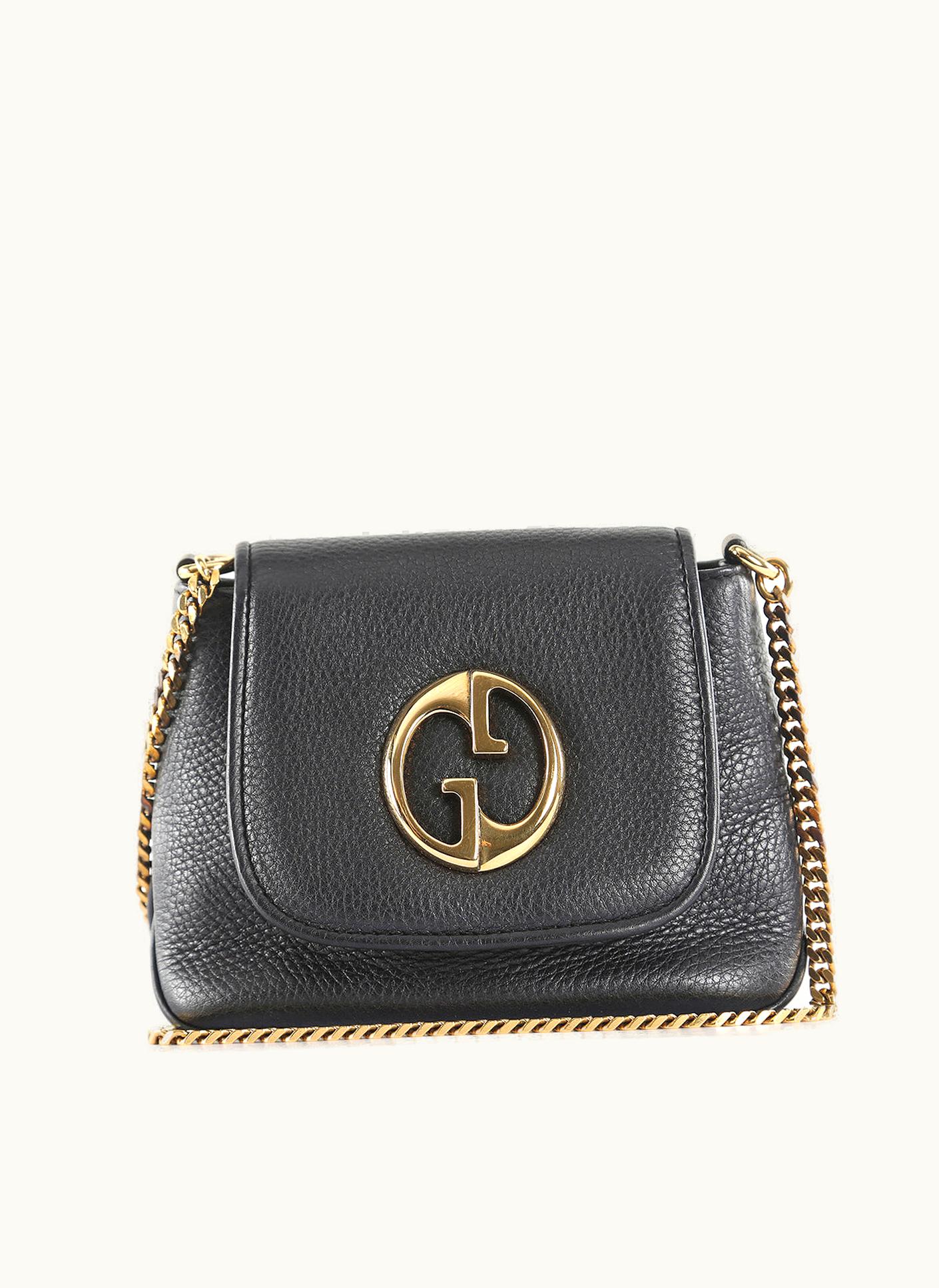 Gucci Gucci Black Pebbled Leather Small 1973 Crossbody Bag