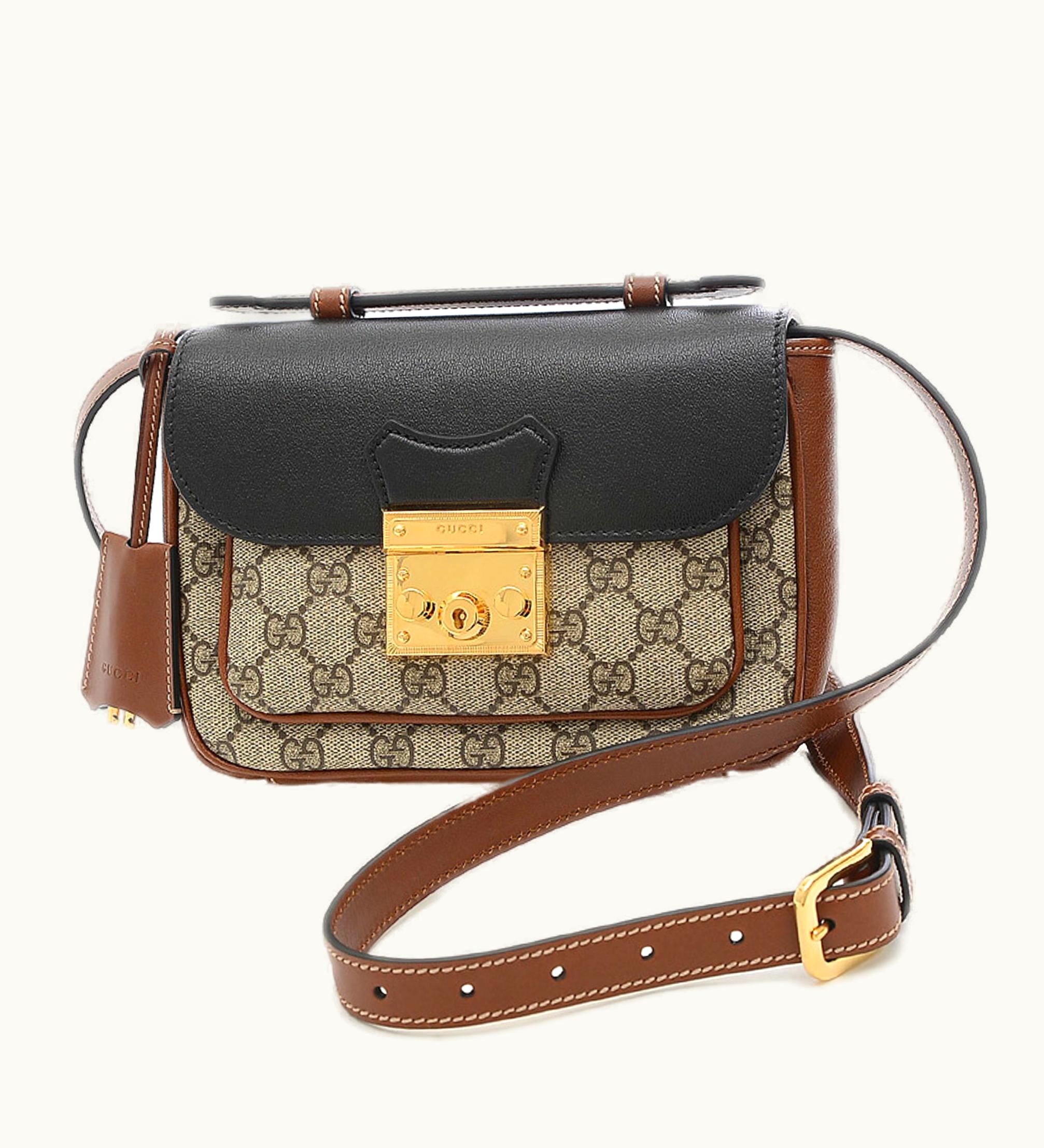 Gucci Gucci GG Supreme Padlock 2Way Shoulder Bag Beige/Black 658487