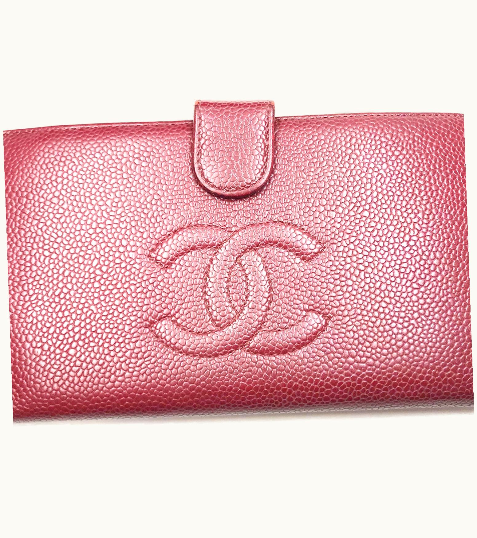 Chanel Chanel Classic Burgundy Caviar Bi Fold Long Wallet