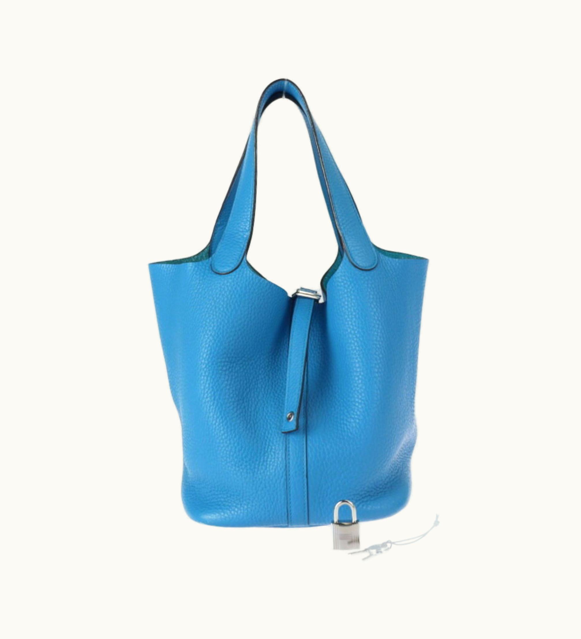 Hermès Hermès Picotin Lock MM Handbag Taurillon Clemence Blue Hydra Silver Metal Fittings Tote Bag X Stamp