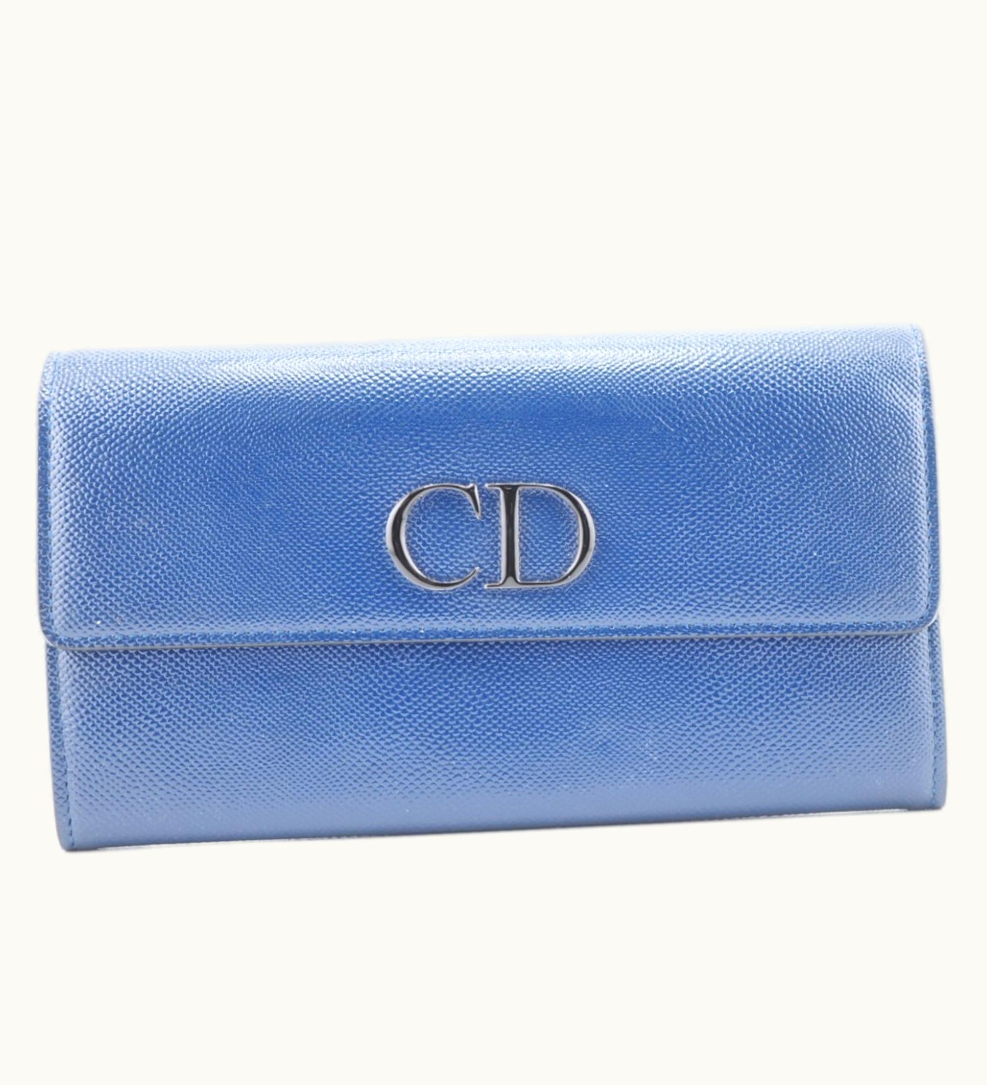 Dior Dior Christian Dior/ Cd Logo Long Wallet Blue Unisex