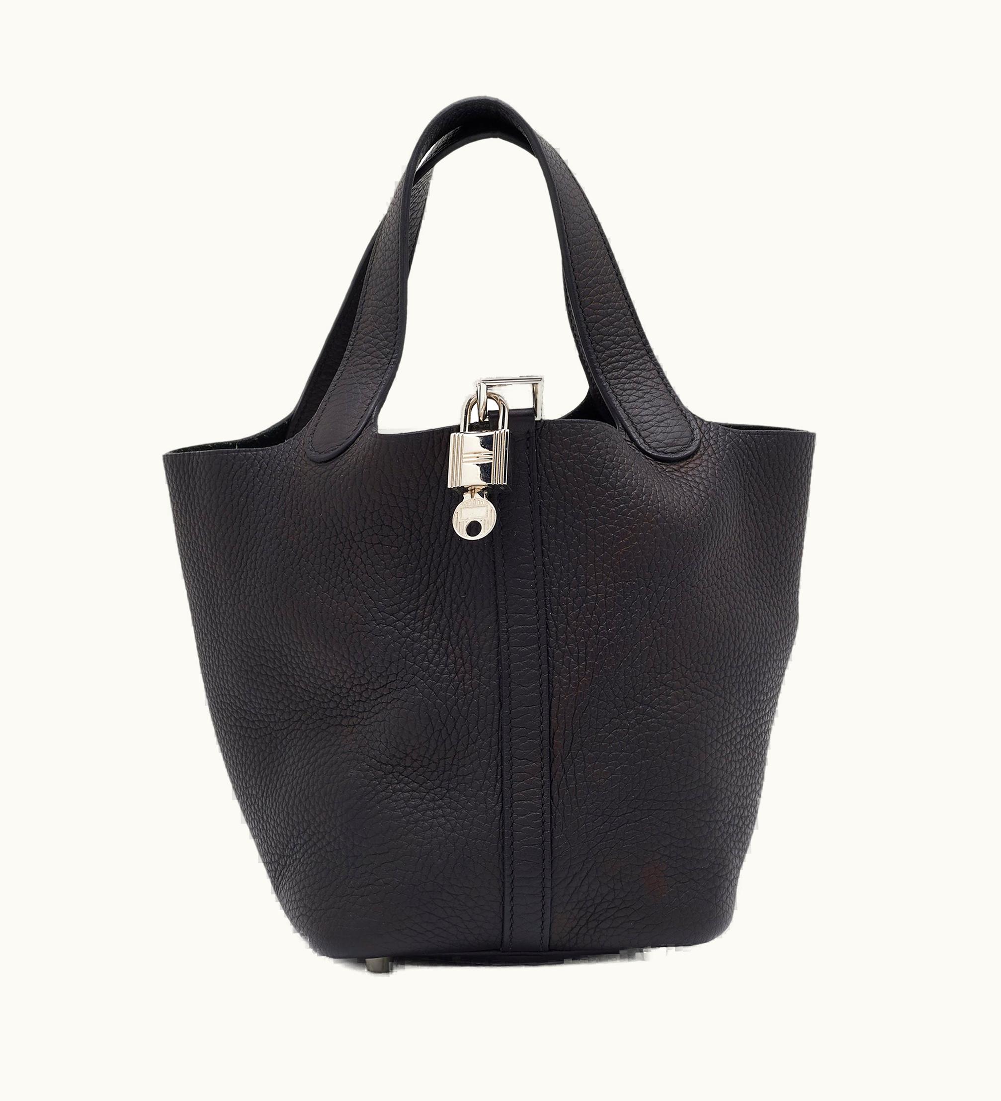 Hermès Hermès Black Clemence Leather Picotin Lock 18 Bag