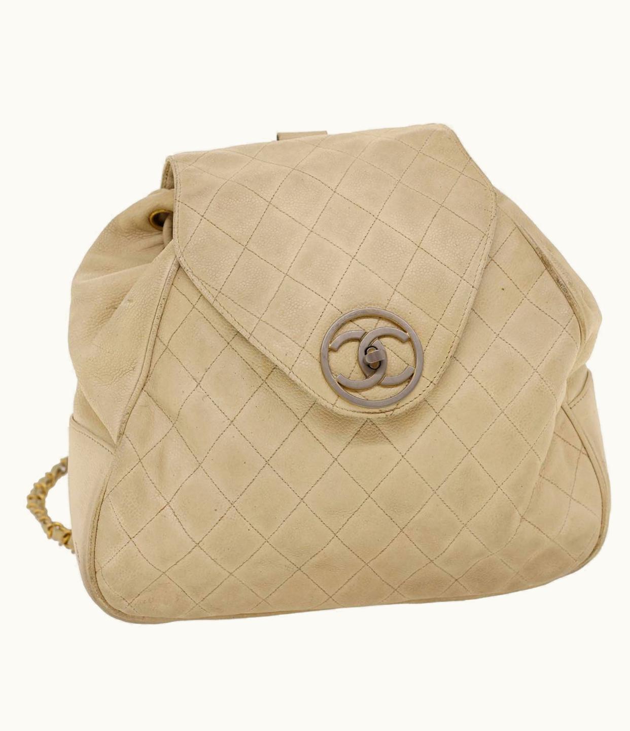 Chanel Chanel Caviar Skin Matelasse Backpack White CC
