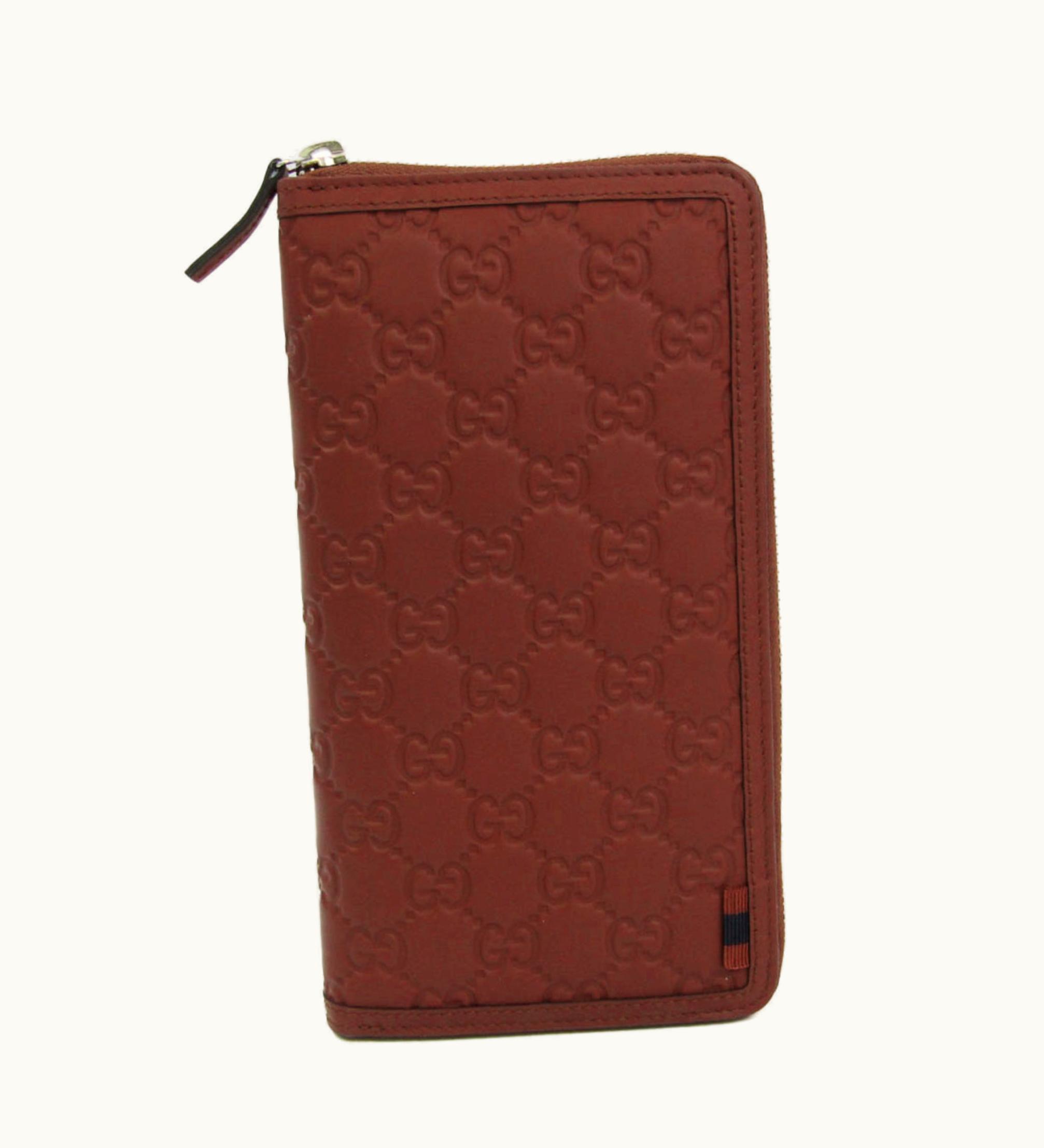 Gucci Guccissima 233194 Men, Women Leather Long Wallet [Bi-Fold] Dark Red