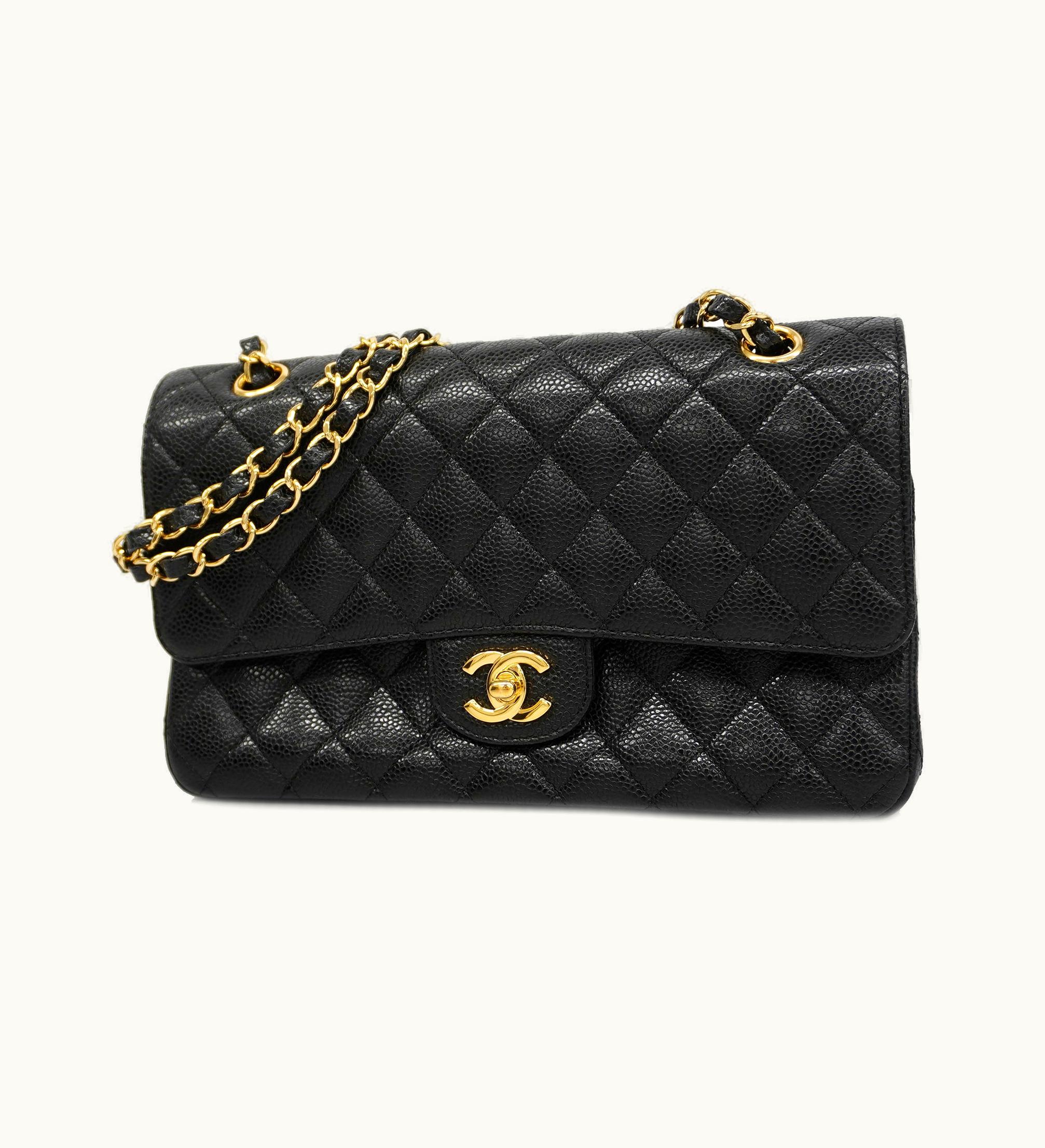 Chanel Chanel Big Matelasse W Flap W Chain Women's Caviar Leather Shoulder Bag Black