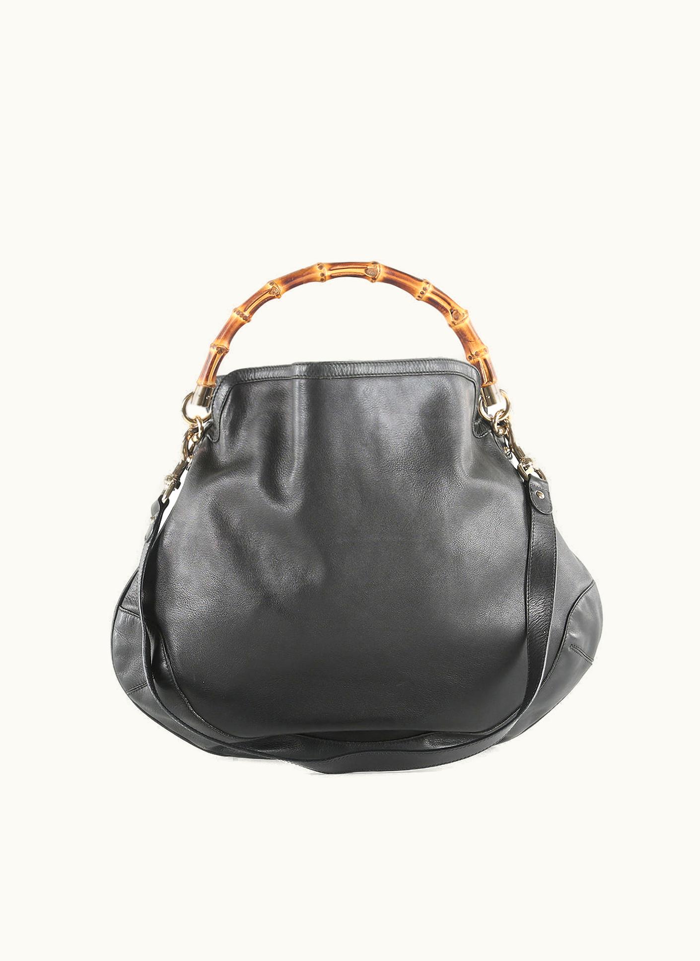 Gucci Black Leather Diana Bamboo Handle Shoulder Bag