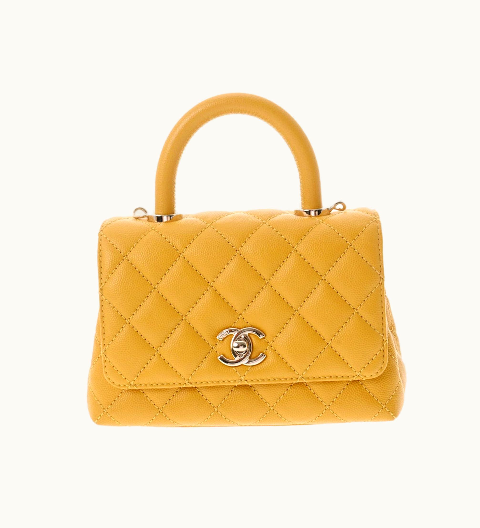 Chanel Matelasse XXS Yellow As2215 Ladies Caviar Skin Bag