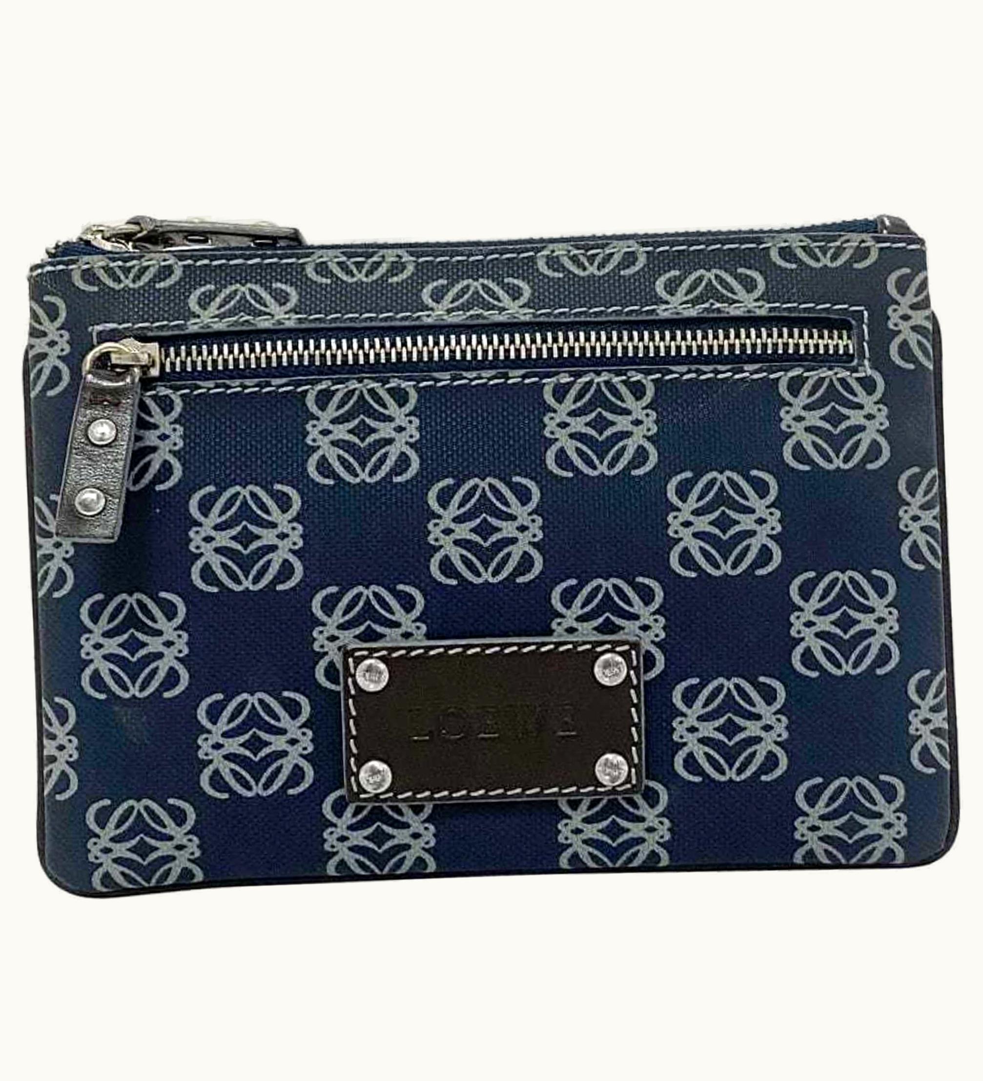 Loewe Pouch Navy Blue Anagram 290505 Pvc Leather Loewe Ladies Accessory Dark