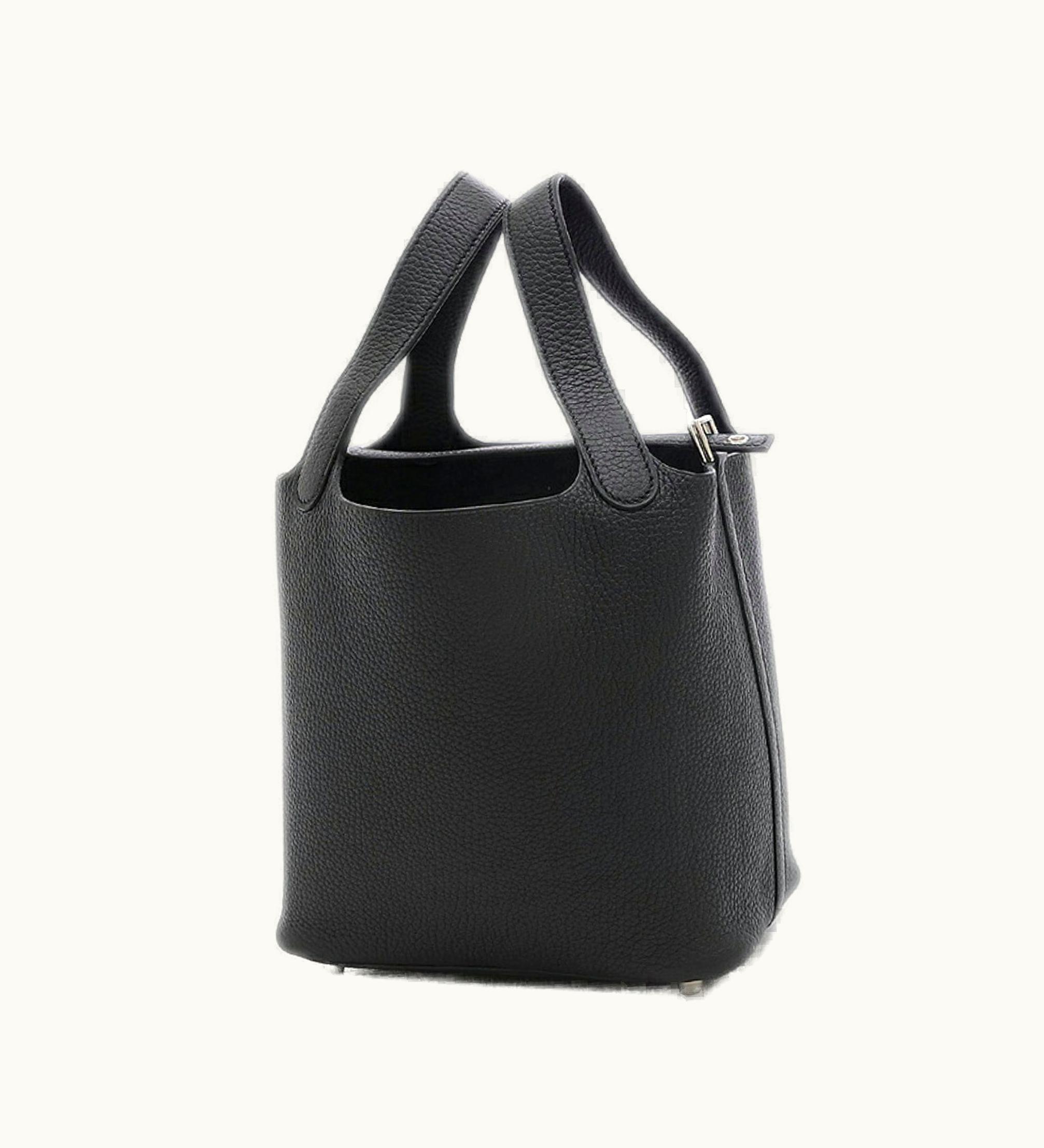 Hermès Picotin Lock PM 18 Taurillon Clemence Black U Engraved Handbag