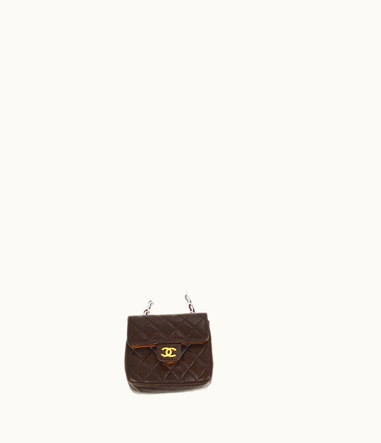 Chanel Brown Lambskin Classic Flap Micro Belt Bag 63012