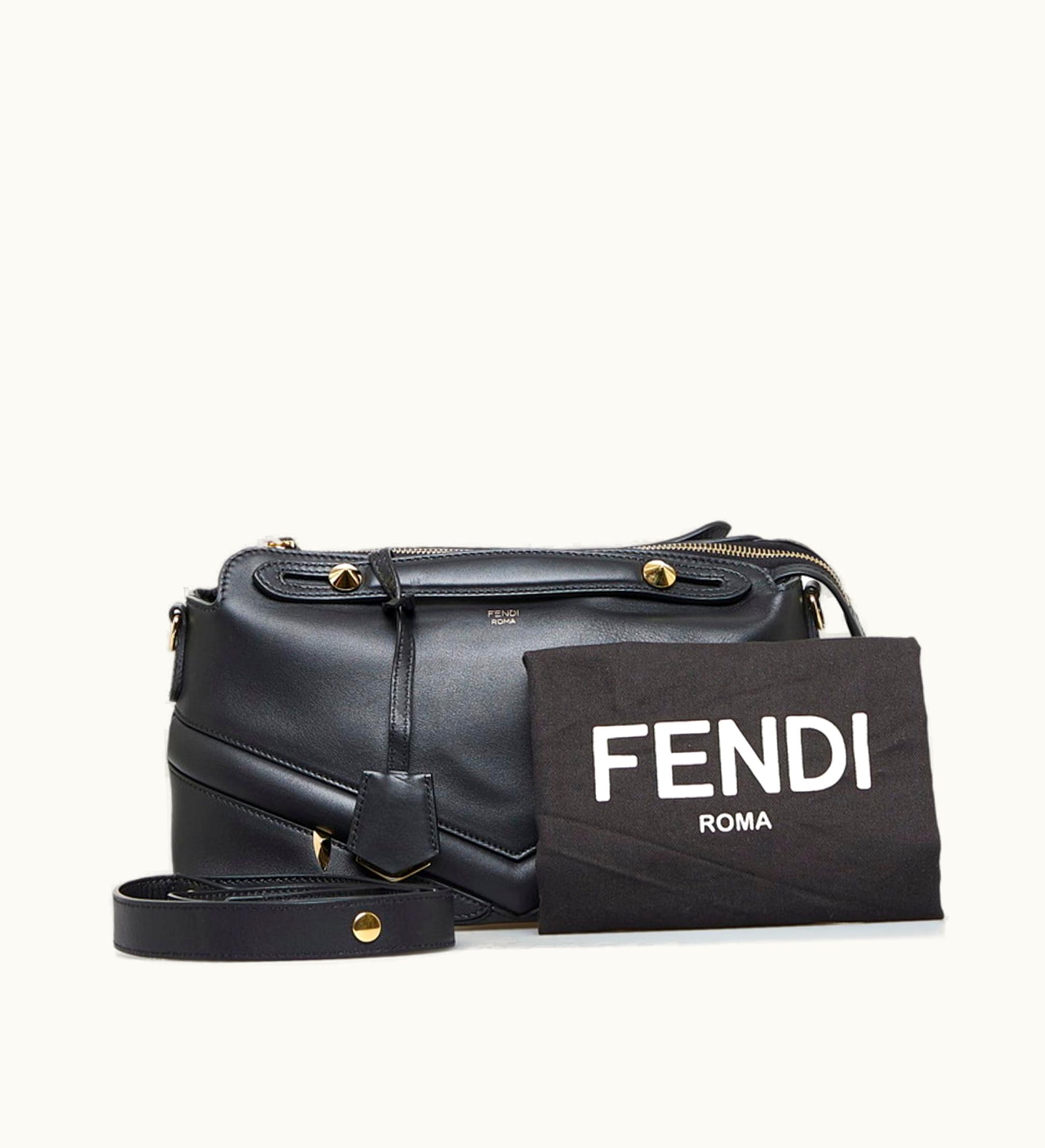 Fendi Visor Way Medium Monster Eye Handbag Shoulder Bag 8Bl124 Black Leather Ladies