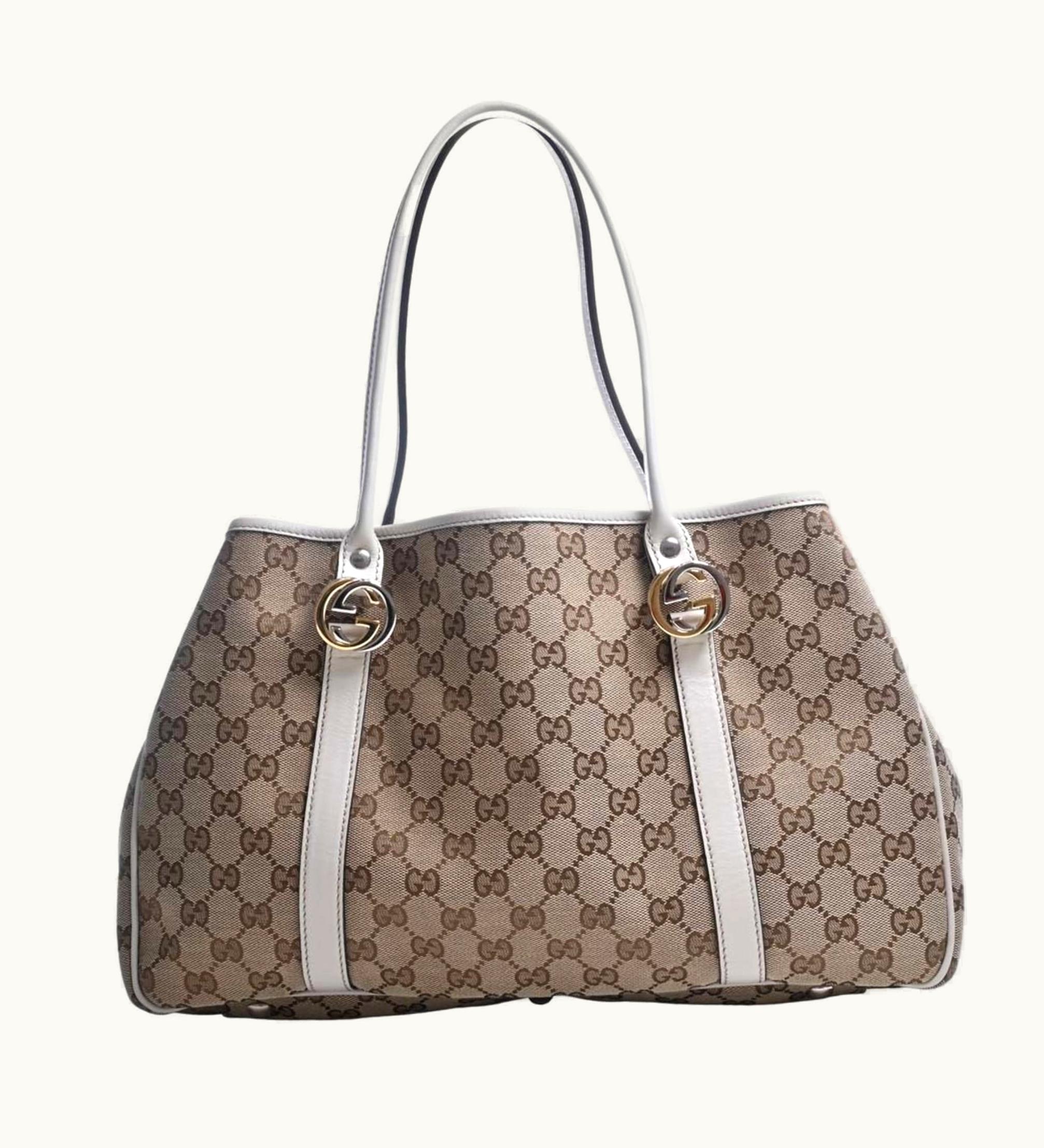 Gucci GG Canvas Twins Tote Bag 232957 Beige/White Women's
