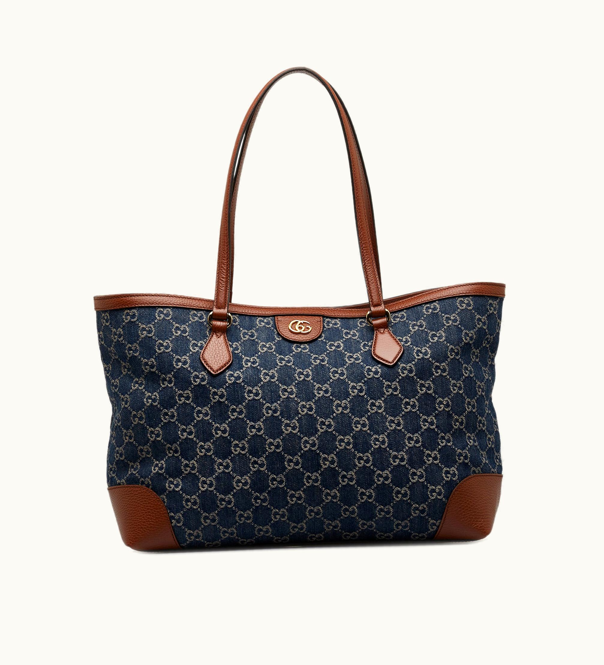 Gucci Medium GG Denim Ophidia Shopping Tote Tote Bag