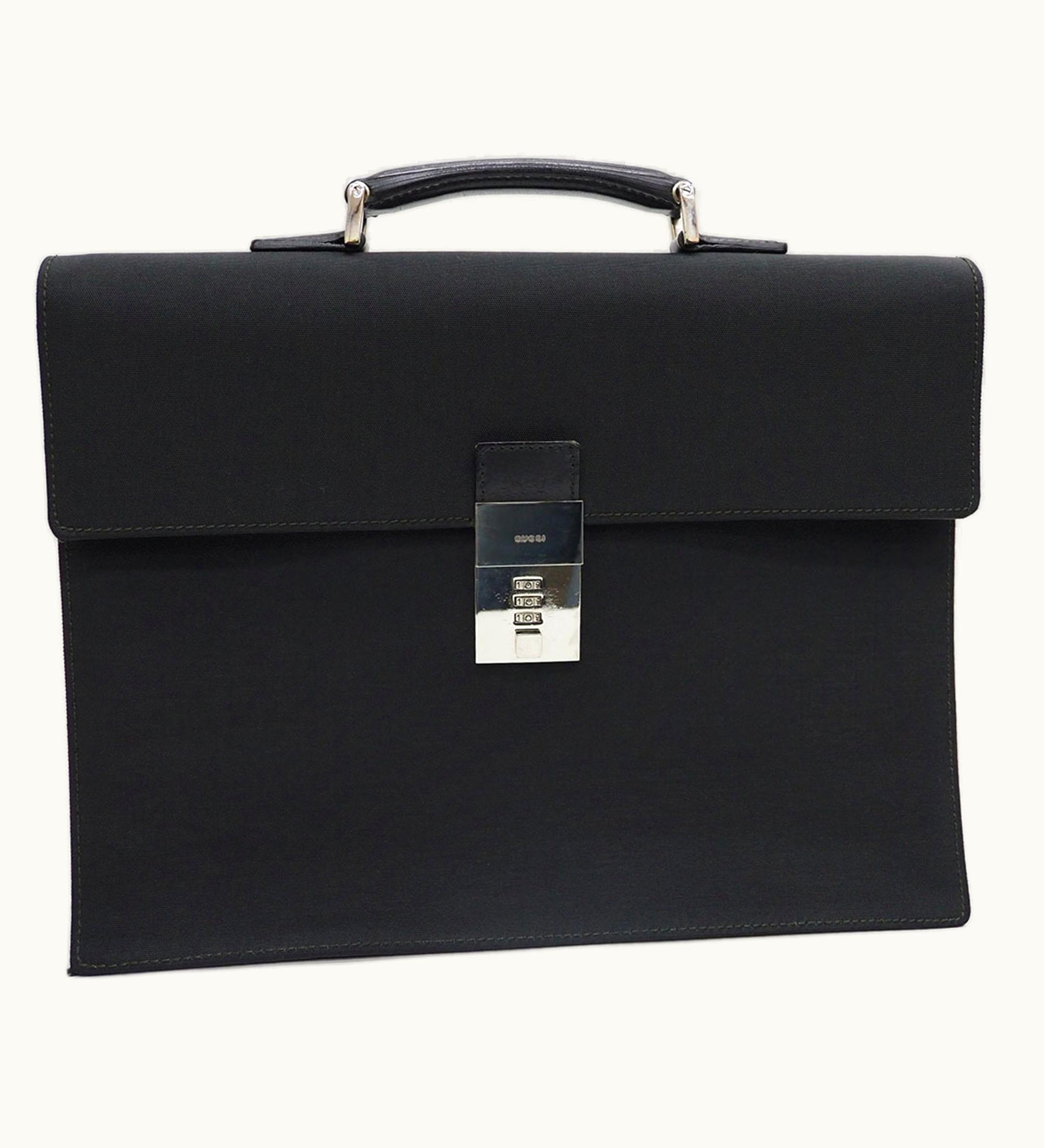 Gucci Business Bag Briefcase Black Nylon Leather A4 Men's