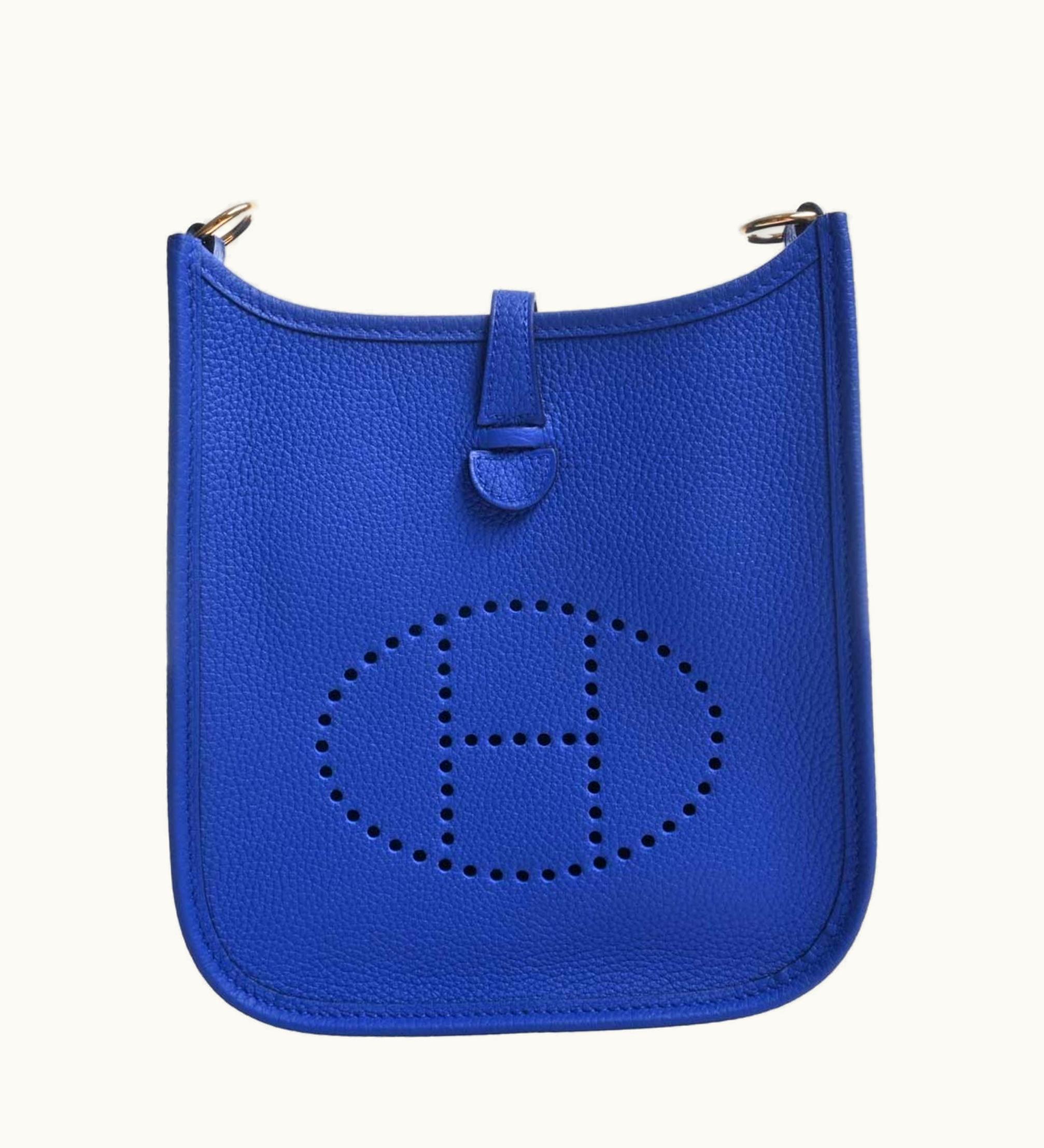 Hermès Evelyn TPM Shoulder Bag Taurillon Clemence Blue