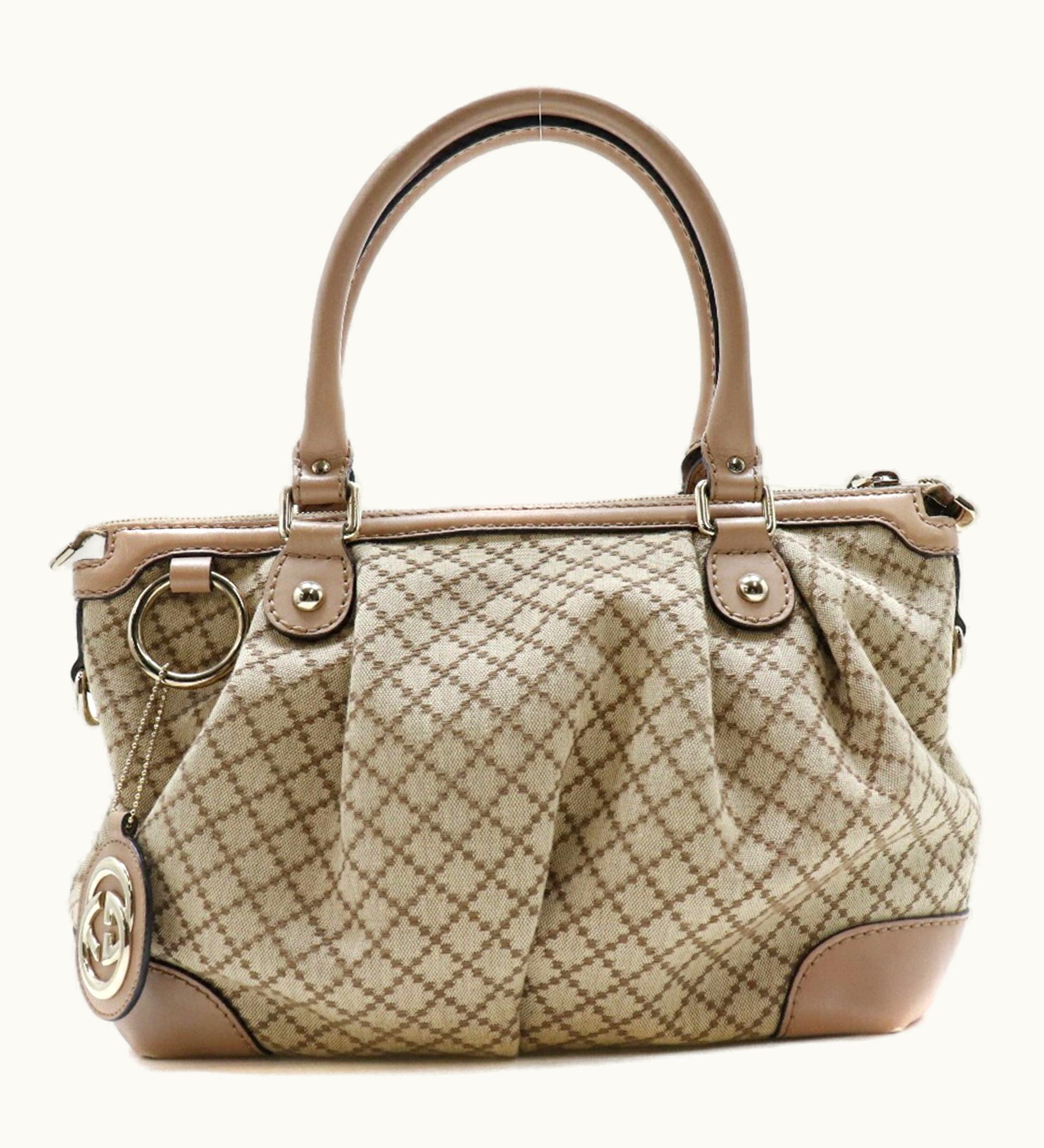 Gucci Suki Diamante 247902 502752 Canvas X Calf Beige Women's Handbag