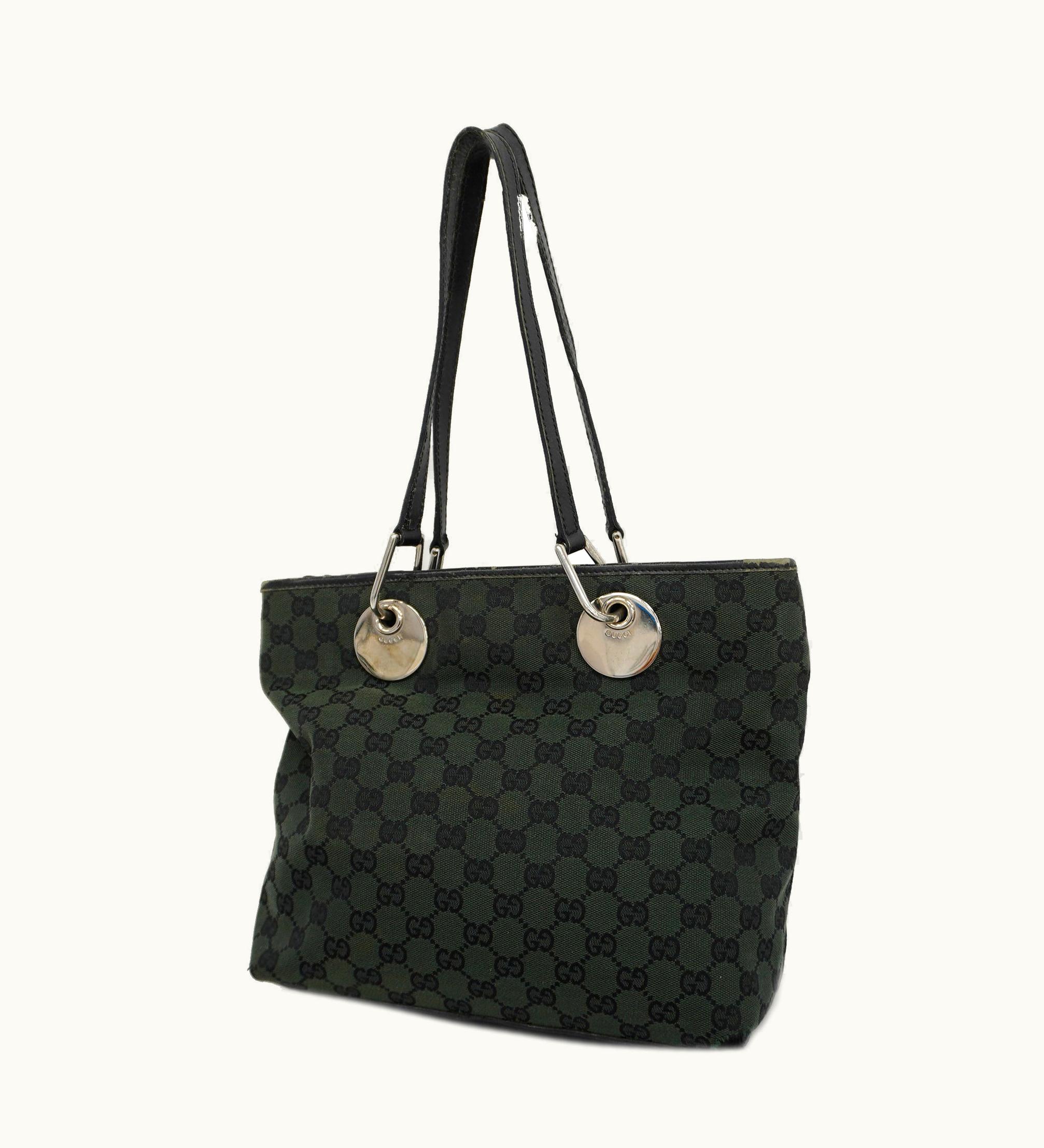 Gucci Tote Bag 285585 Women's GG Canvas Handbag, Tote Bag Black, Khaki