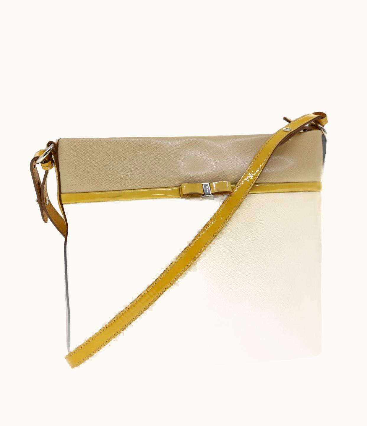Salvatore Ferragamo Shoulder Bag Leather Beige