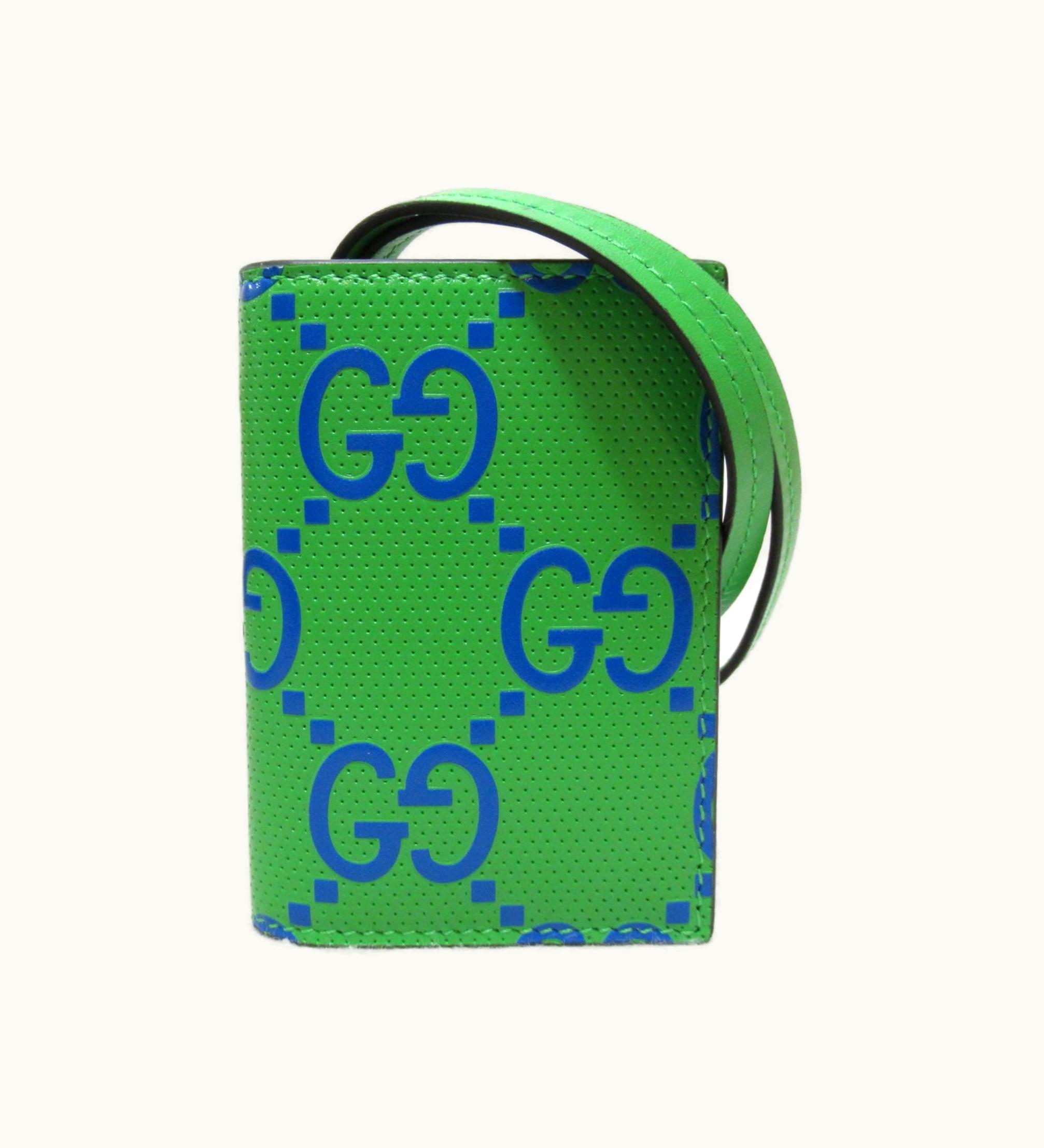 Gucci Card Case With Strap Green Leather 725477Aabcz3148