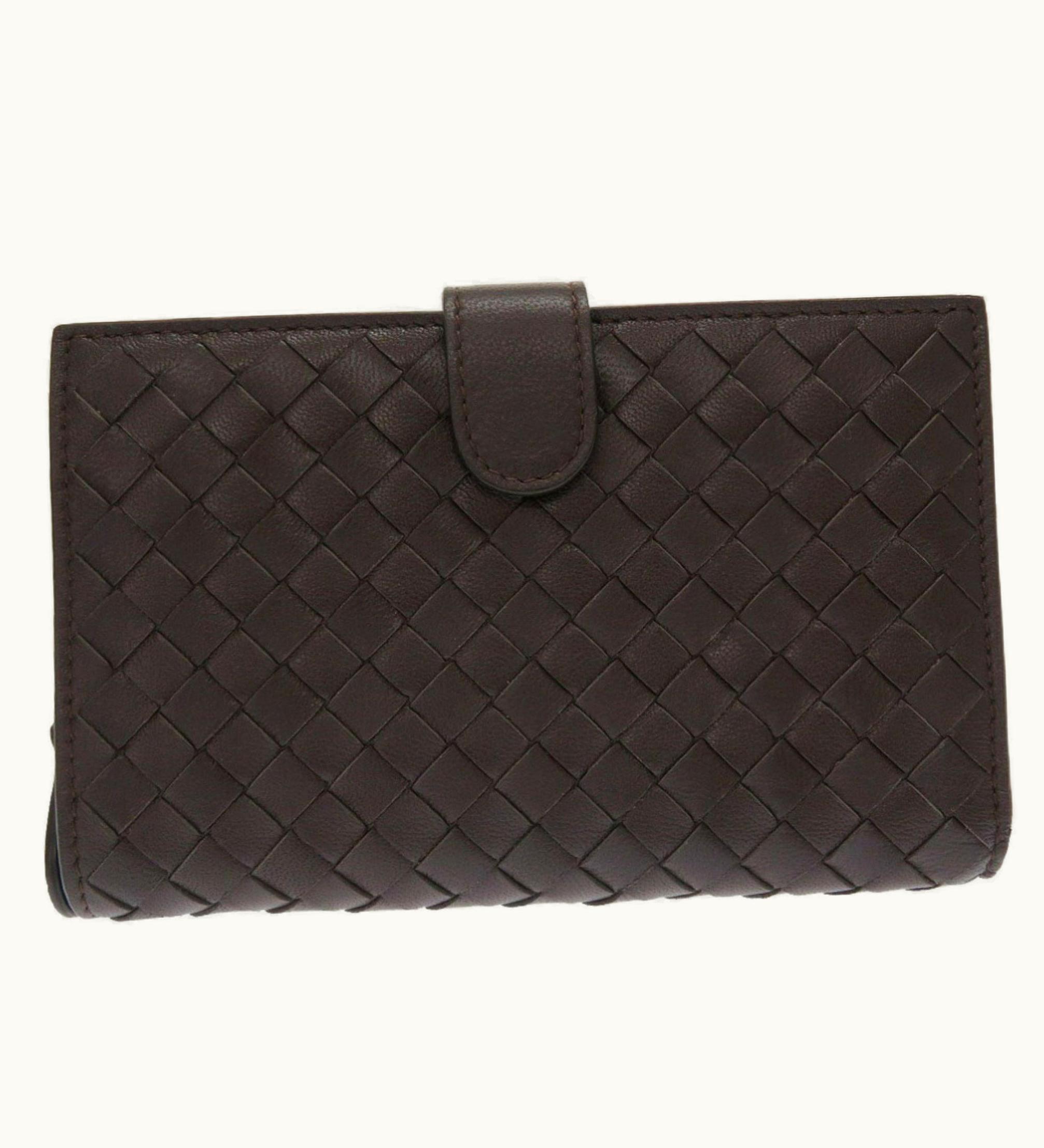 Bottega Veneta Intrecciato Leather Brown Bi-Fold Wallet Purse 0091 Bottega Veneta