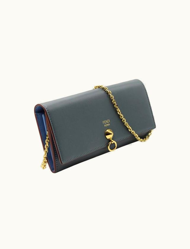 Fendi Steel Blue By The Way Wallet On A Chain