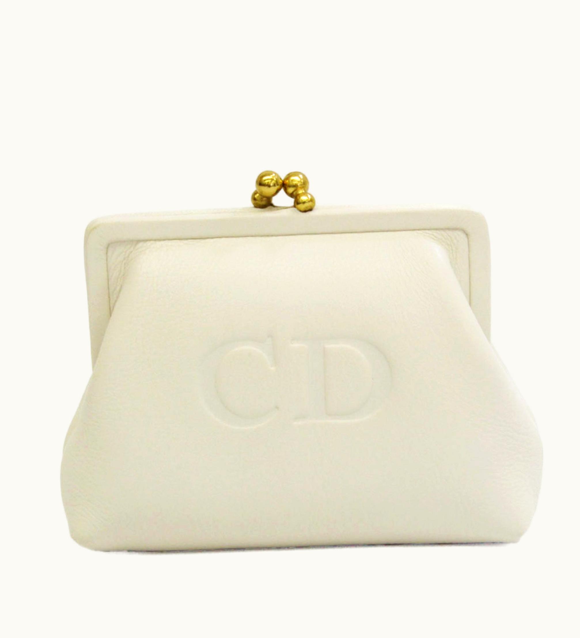Dior Christian Dior Women's Leather Coin Purse/Coin Case White