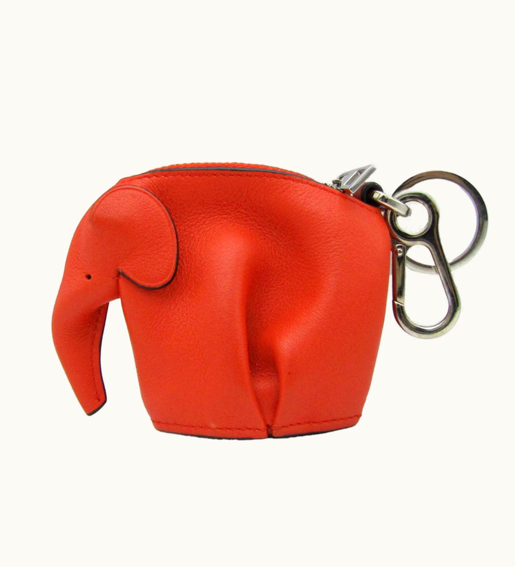 Loewe Elephant Keychain Men, Women Leather Coin Purse/Coin Case Red Color
