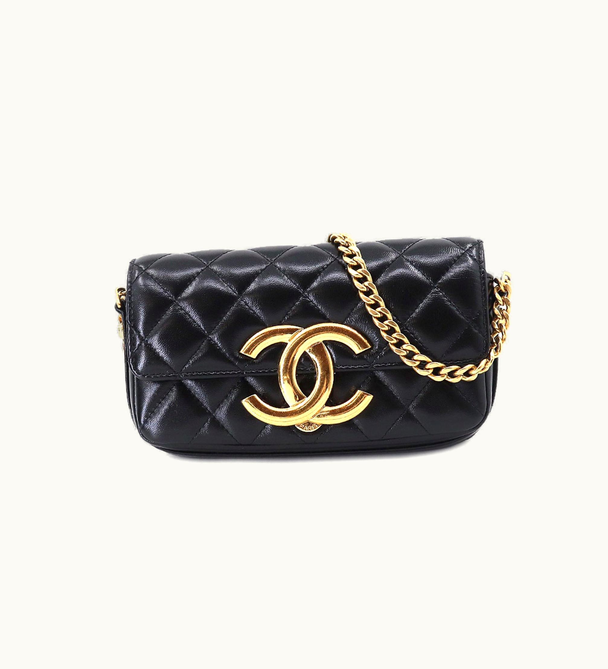 Chanel Mini Matelasse Chain Shoulder Bag Leather Black Ap3207 Phone Case