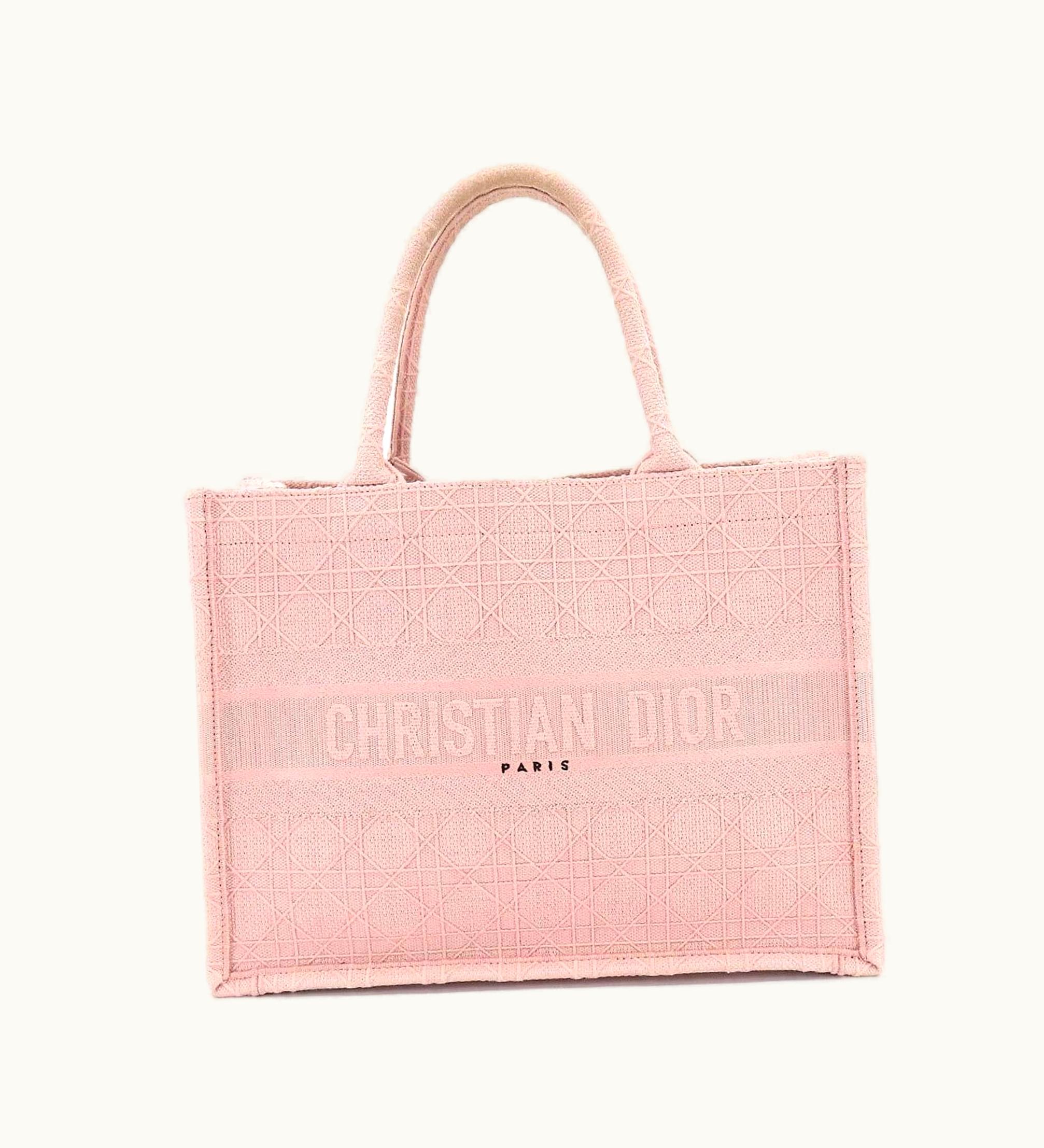 Dior Christian Dior Cannage Book Tote Medium Bag Canvas Pink M1296Zrey