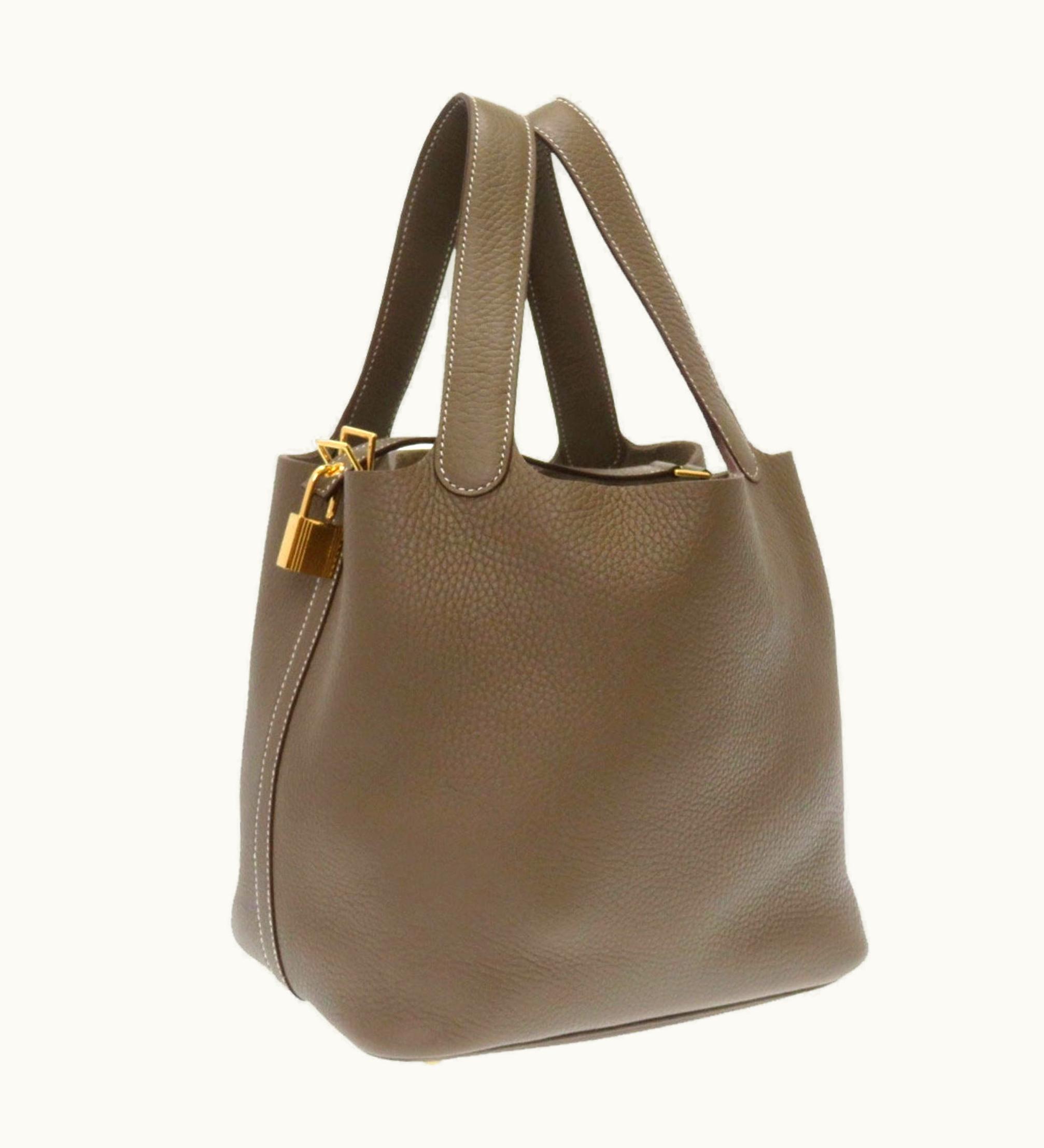 Hermès Hermès Picotin Lock MM Taurillon Clemence Etoupe Z Engraved () Handbag