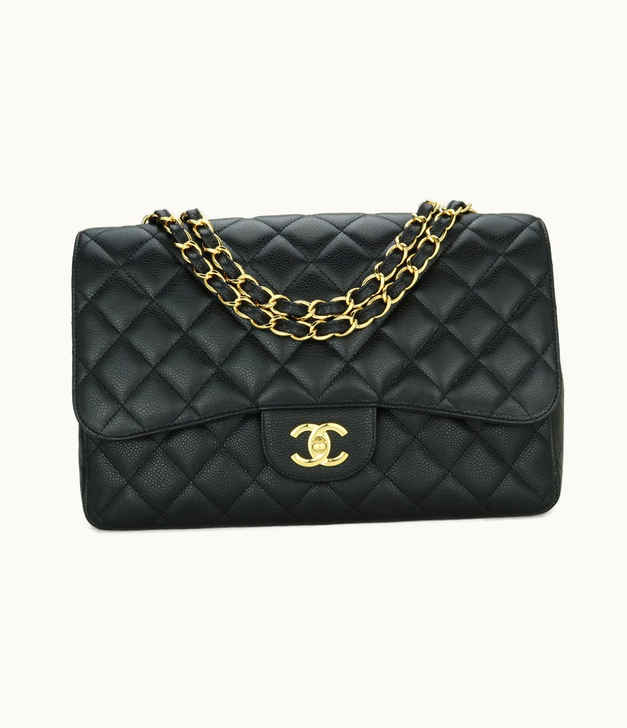 Chanel Chanel Single Flap Jumbo Black Caviar Gold Hardware 2010