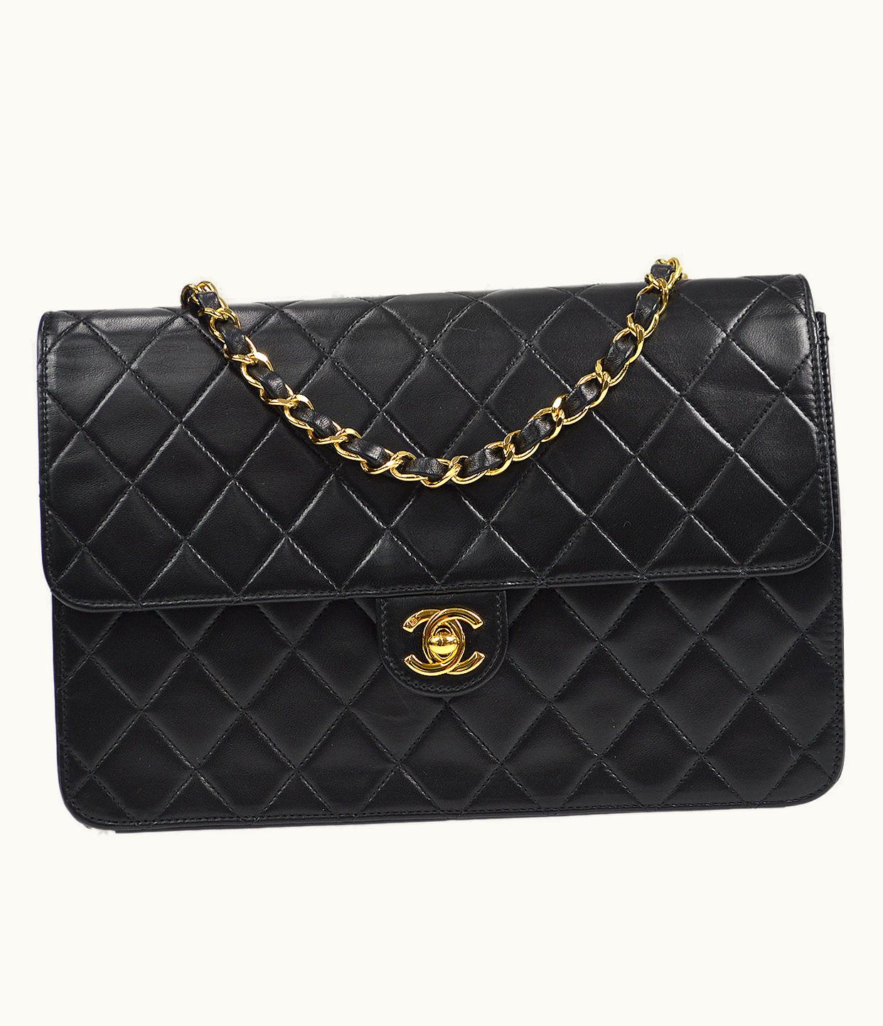 Chanel Chanel Classic Single Flap Chain Shoulder Bag Black Lambskin 58016