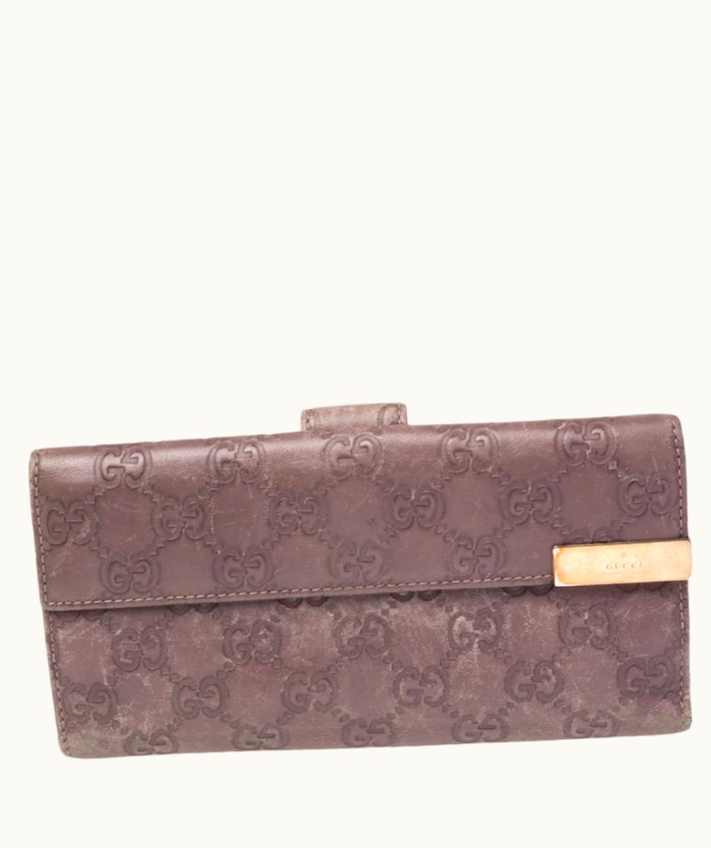 Gucci Gucci Old Rose Guccissima Leather Trademark Continental Wallet