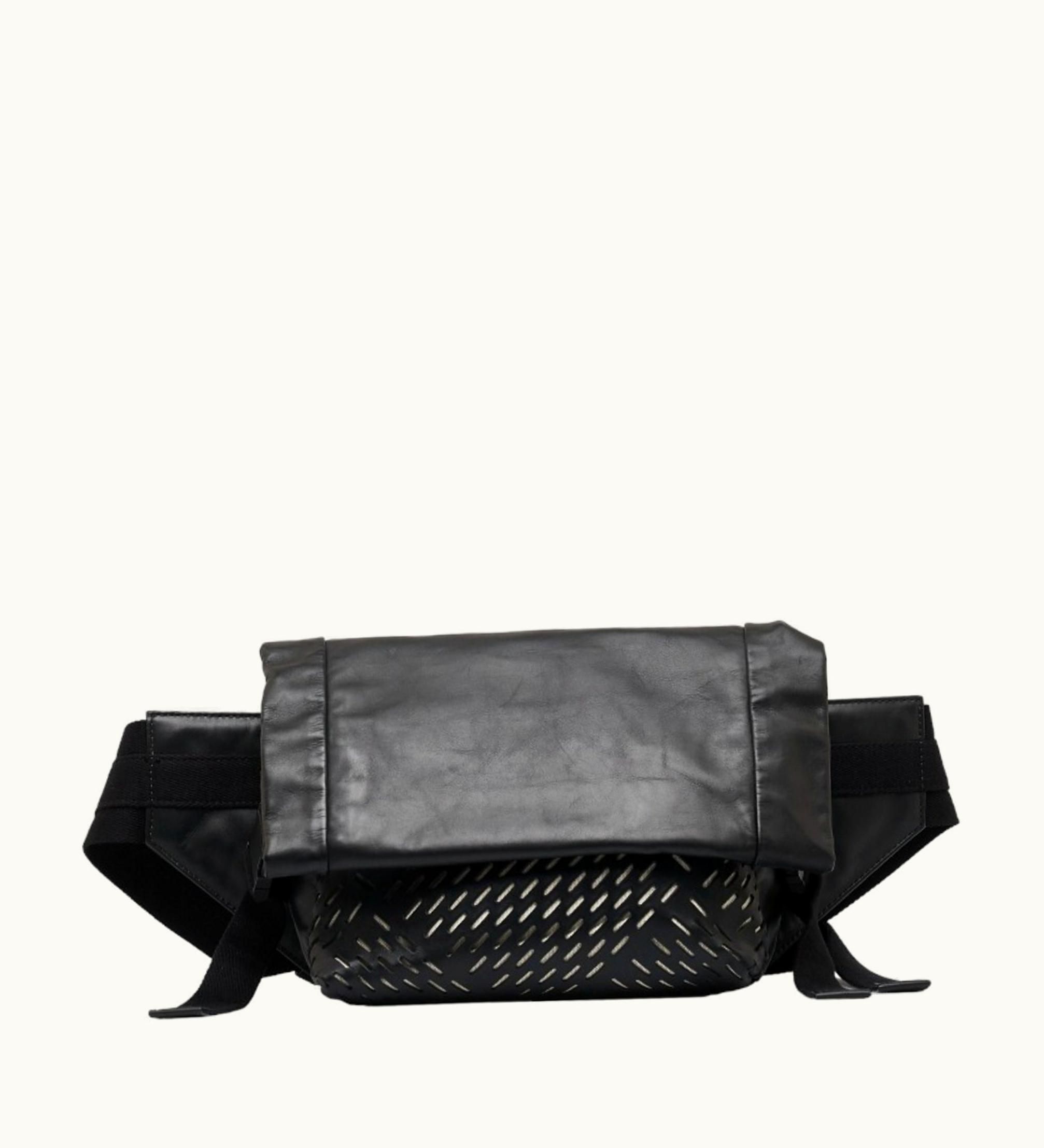 Bottega Veneta Bottega Veneta Perforated Punching Body Bag Waist Shoulder 578540 Black Leather Women's Bottegaveneta