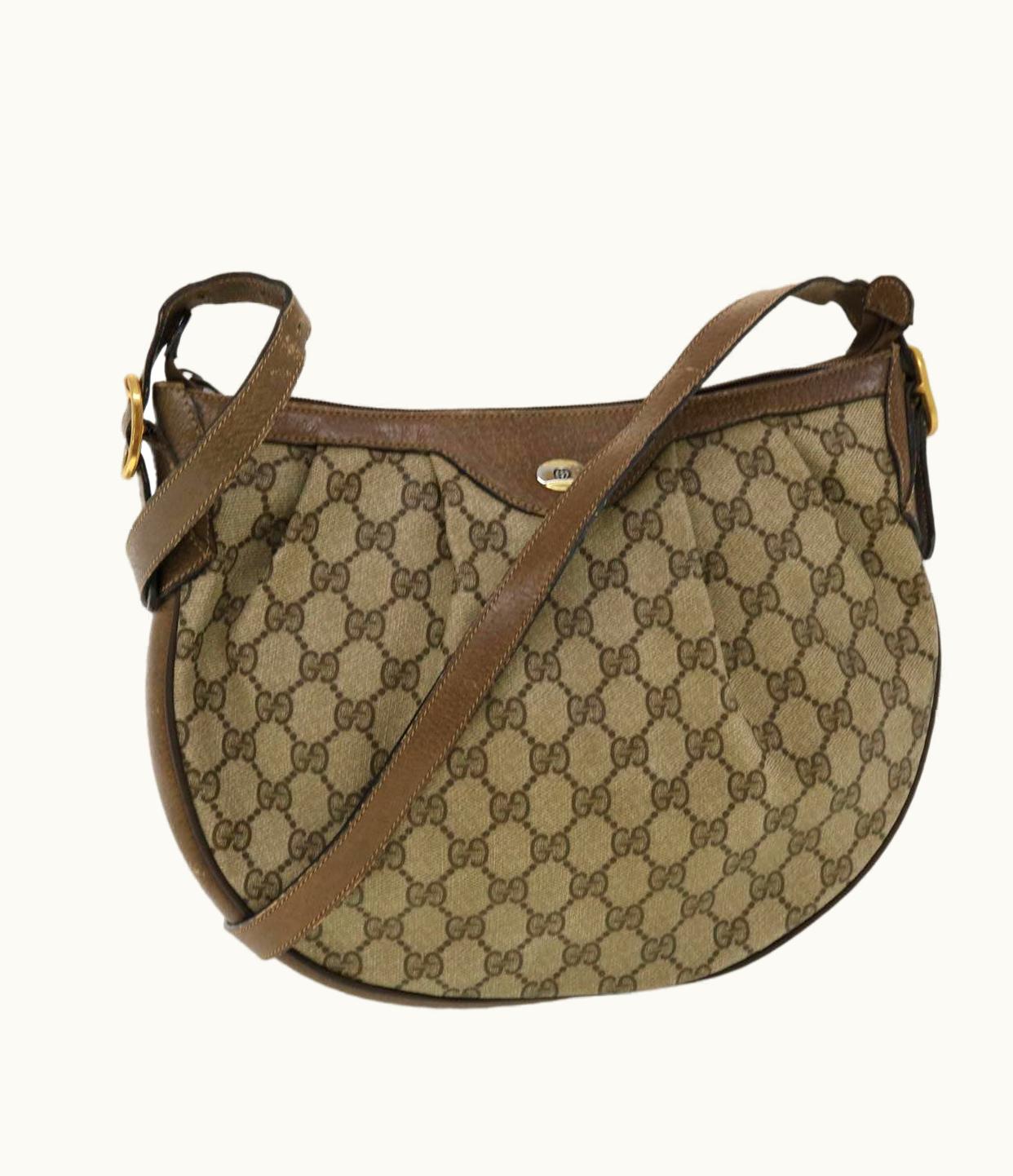 Gucci Gucci GG Canvas Shoulder Bag Pvc Leather Beige 41.02.058