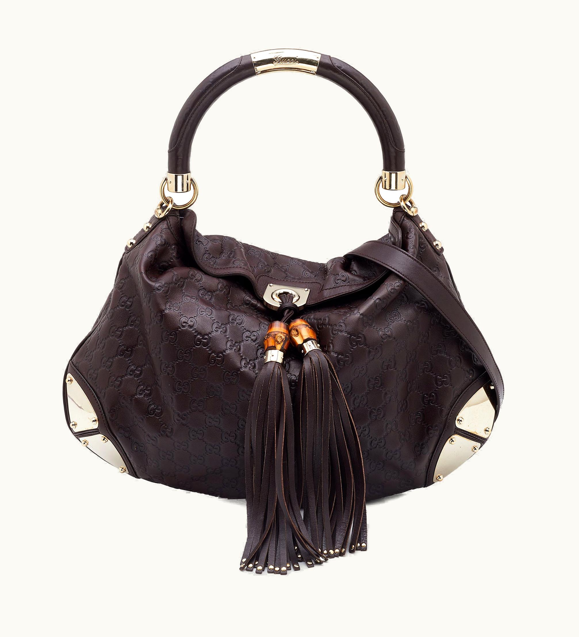 Gucci Gucci Dark Brown Ssima Leather Large Babouska Indy Hobo