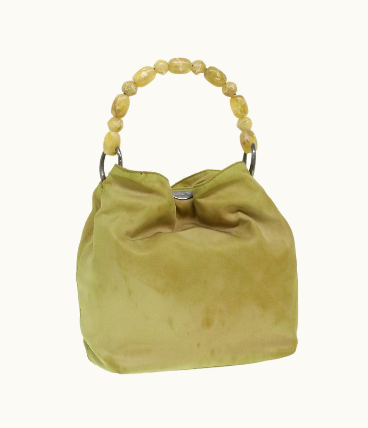 Dior Dior Christian Dior Maris Pearl Hand Bag Nylon Khaki