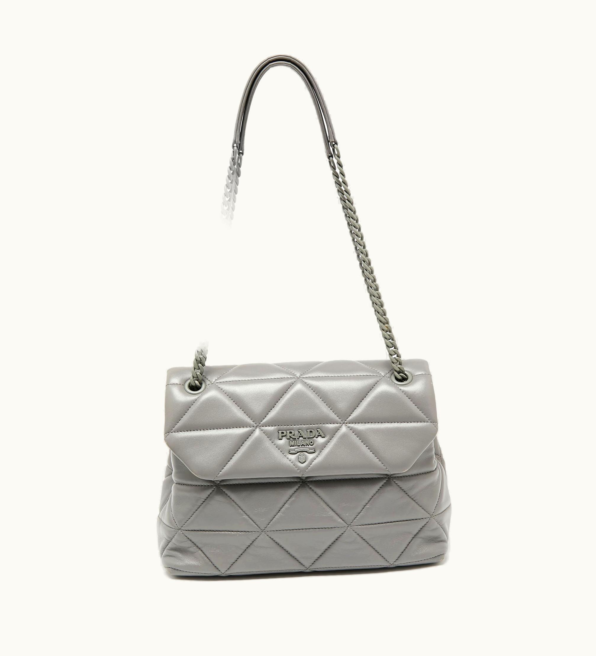 Prada Prada Spectrum Large Nappa Leather Shoulder Bag Grey