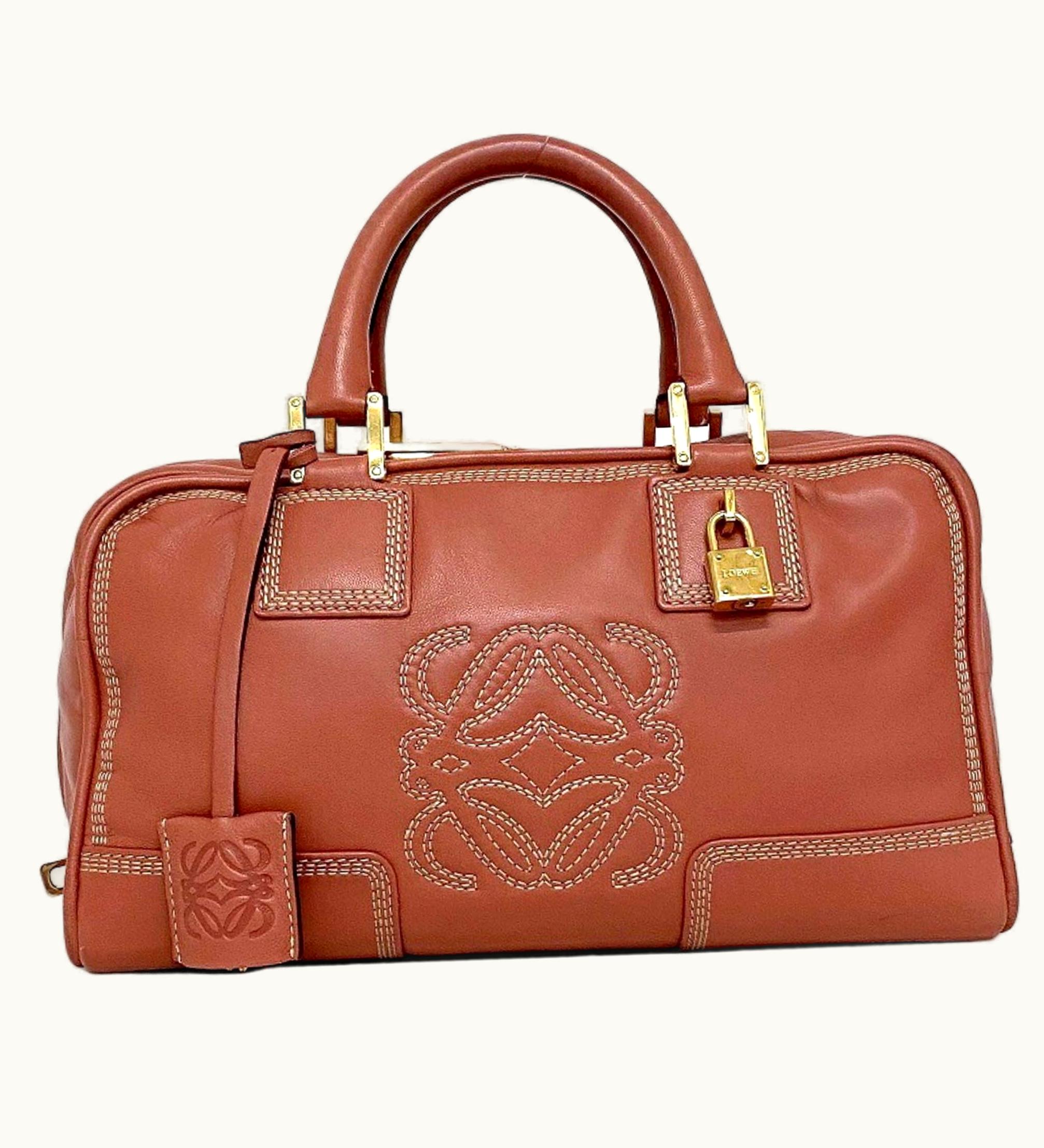 Loewe Loewe Amazona F-14269 Women's Boston Bag, Handbag Gold, Pink