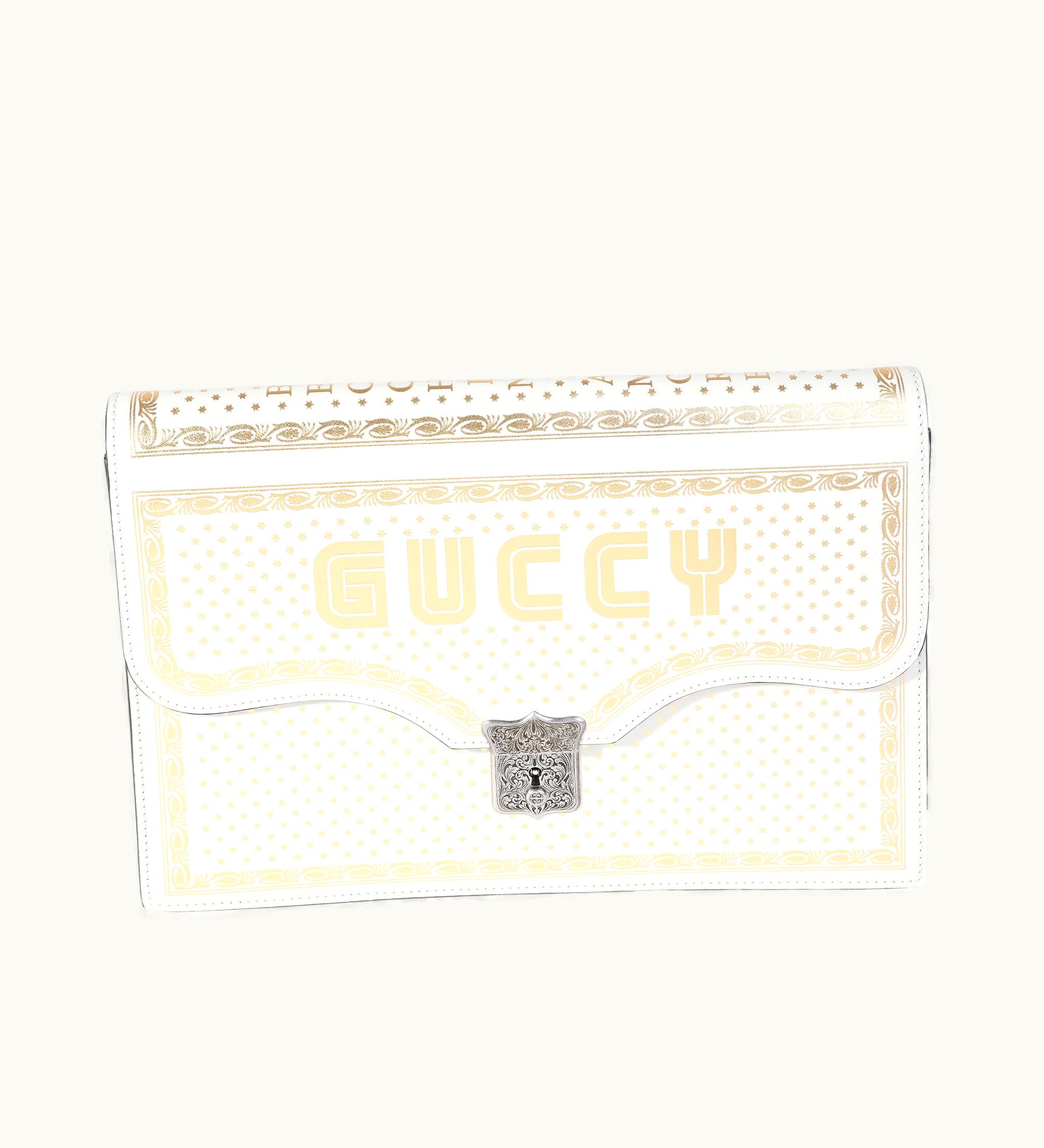 Gucci Gucci X Sega Mystic White Star Printed Calfskin Guccy Portfolio Clutch