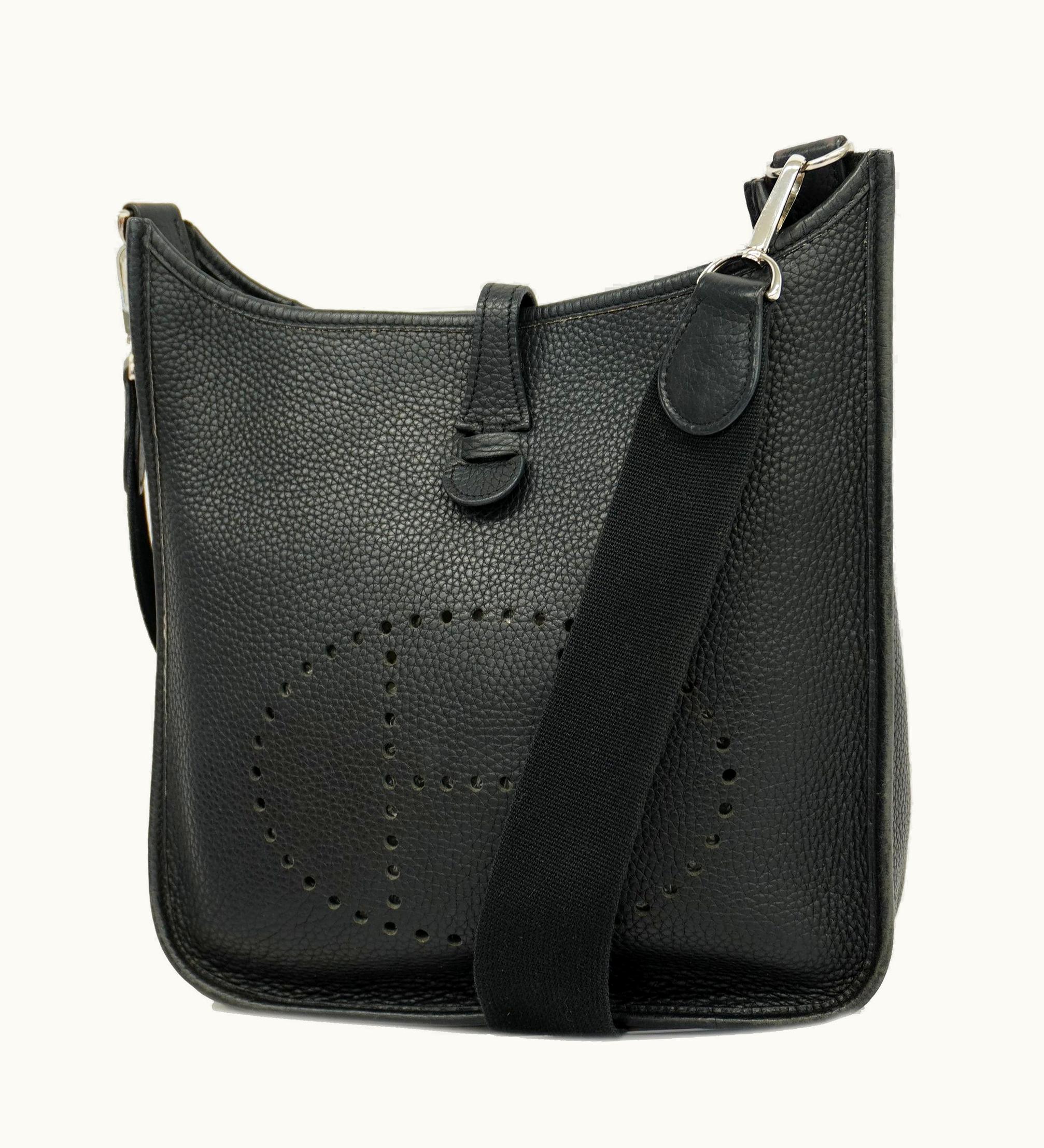 Hermès Hermès Evelyne1 J Stamp Women's Taurillon Clemence Leather Black