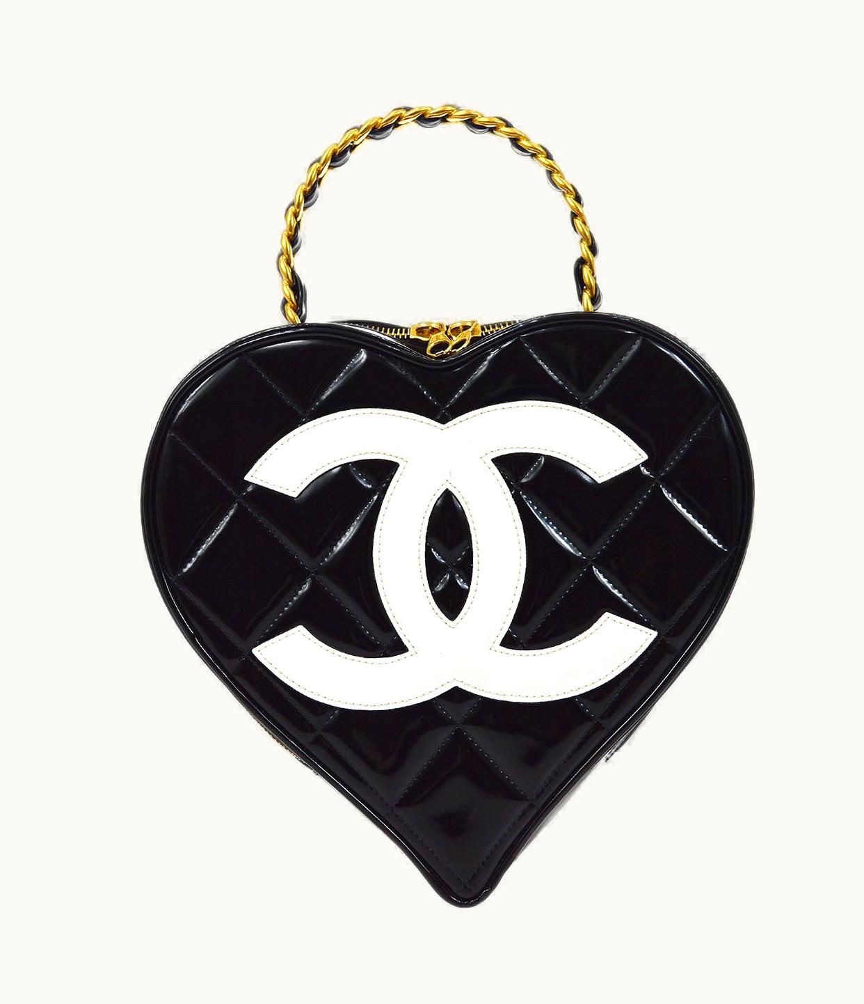 Chanel Chanel * 1995 Black Patent Leather Heart Vanity Bag 92930