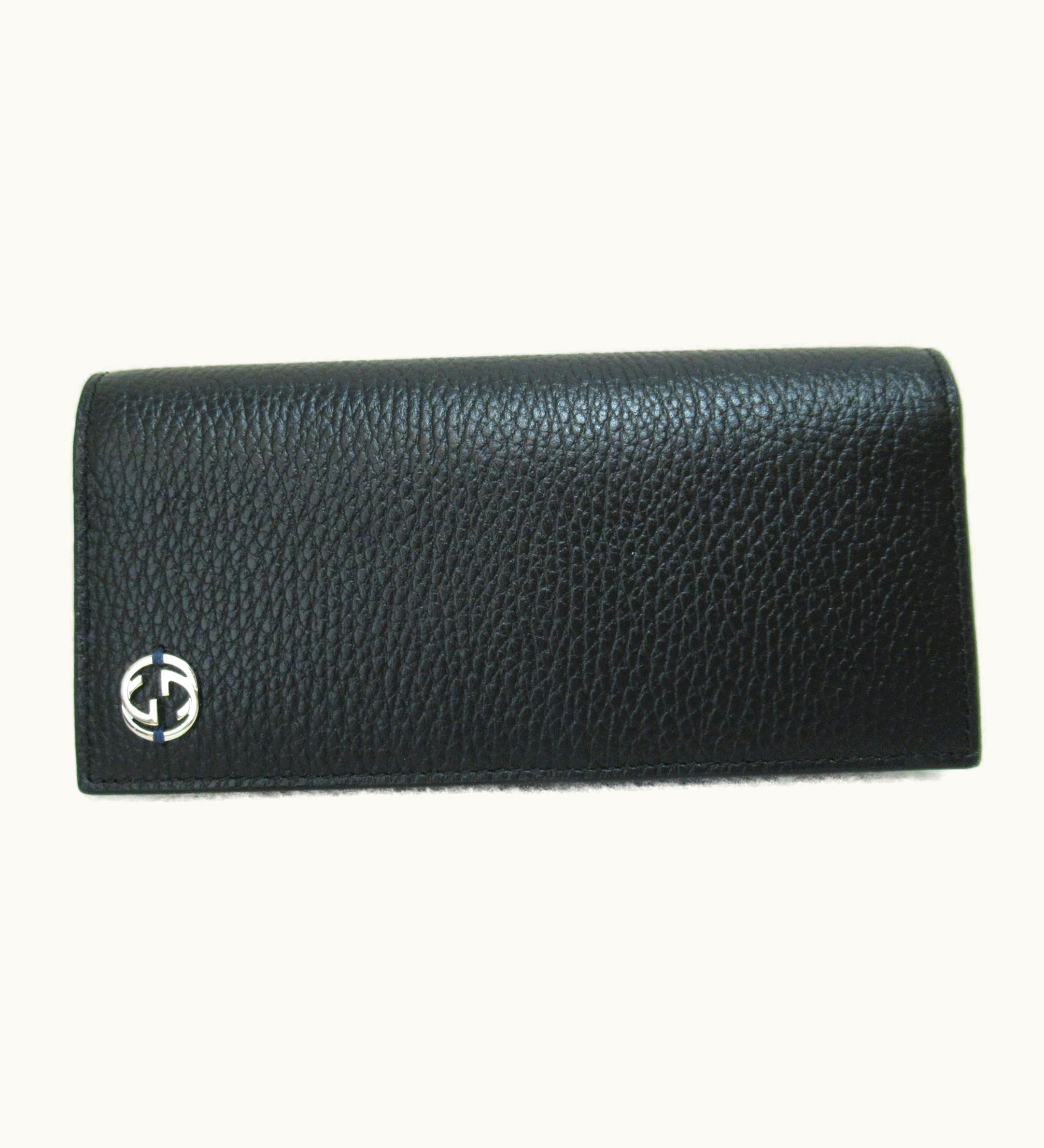 Gucci Gucci Interlocking G Zip Long Wallet Black Leather 610467