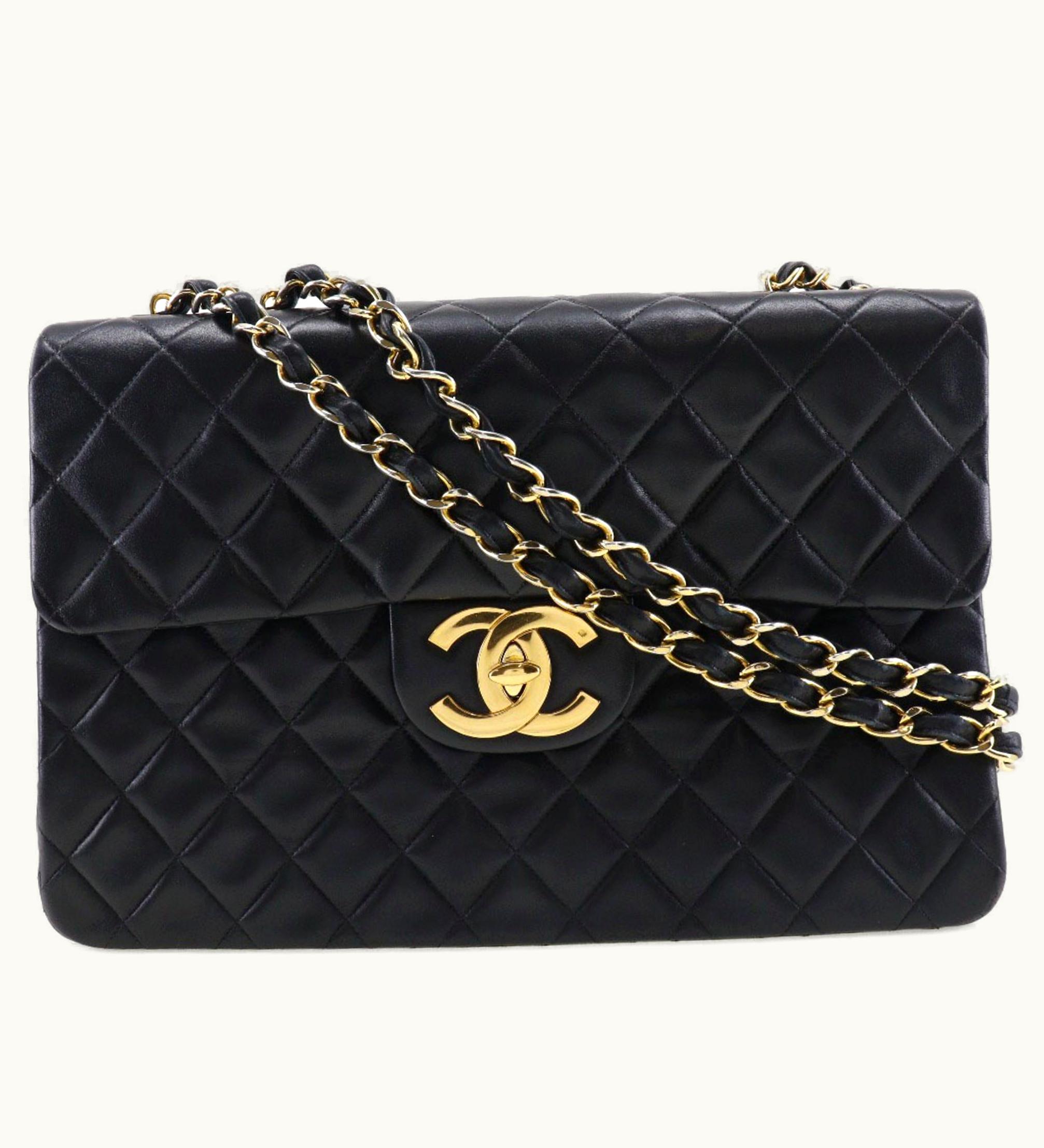 Chanel Chanel Big Matrasse 34 Chain Shoulder A01094 Lambskin Black/Gold Hardware Women's Bag