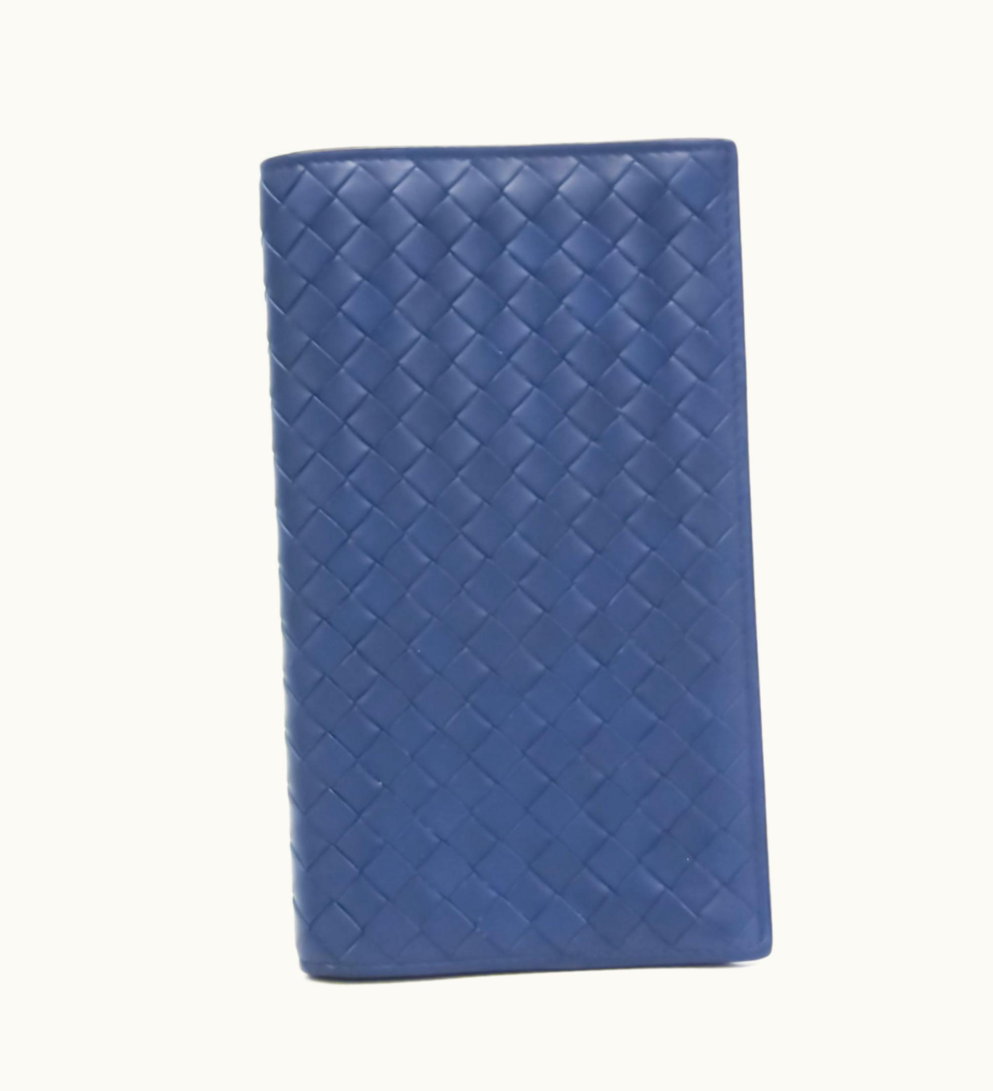 Bottega Veneta Bottega Veneta Intrecciato 316005 Men's Leather Long Wallet (Bi-Fold) Blue