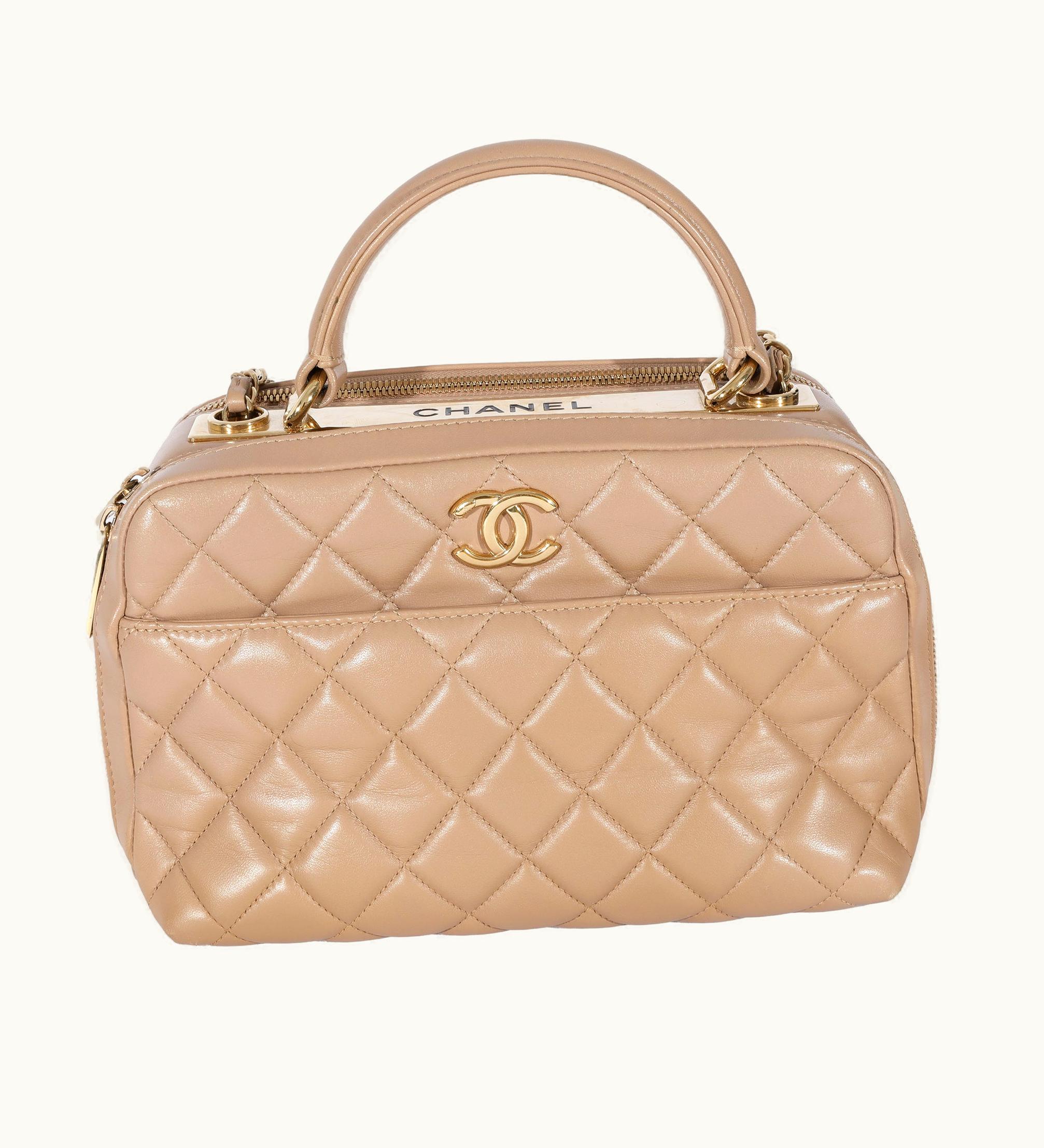 Chanel Chanel Beige Quilted Lambskin CC Trendy Bowling Bag