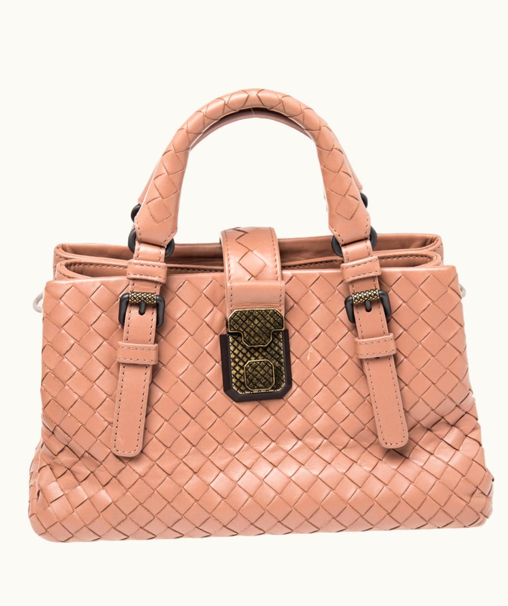 Bottega Veneta Bottega Veneta Beige Intrecciato Leather Mini Roma Tote