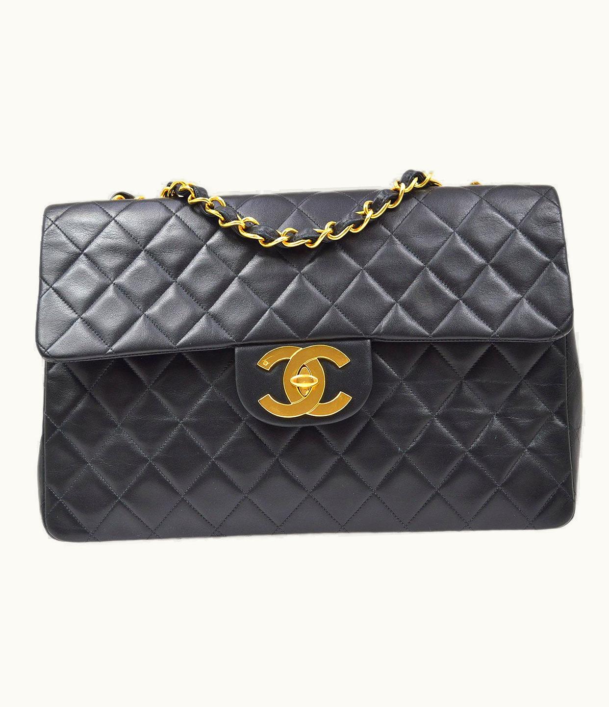 Chanel Chanel 1994-1996 Classic Flap Maxi Black Lambskin 80517