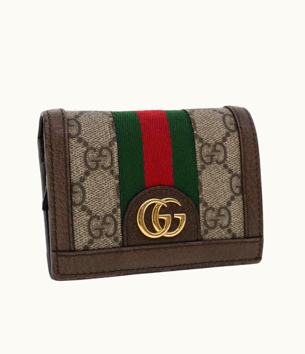 Gucci Gucci GG Canvas Web Sherry Line Ofidia Wallet Beige Red Green 523155